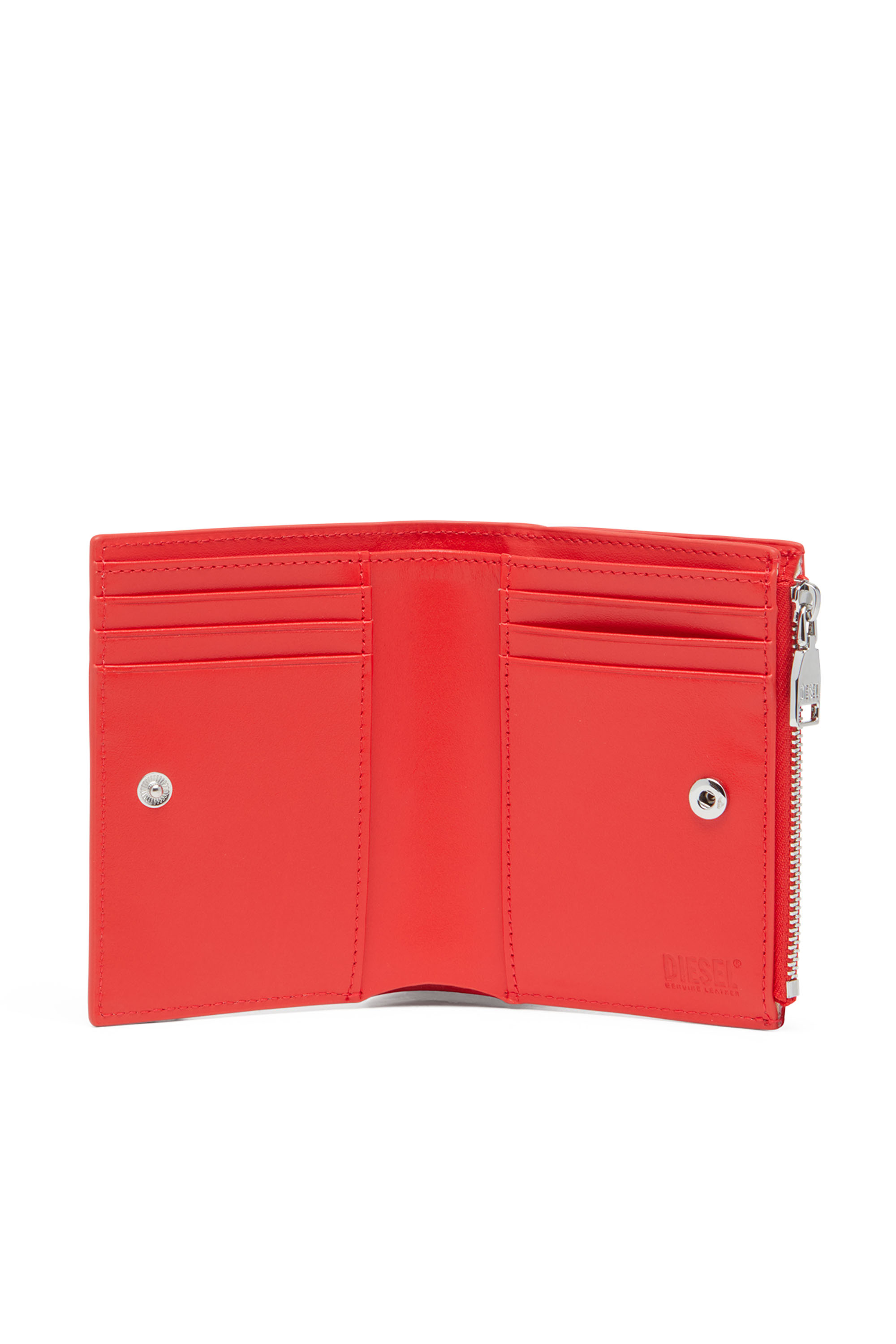Diesel - PLAY BI-FOLD ZIP II, Damen Kleines Portemonnaie aus glänzendem Leder in Rot - Image 3