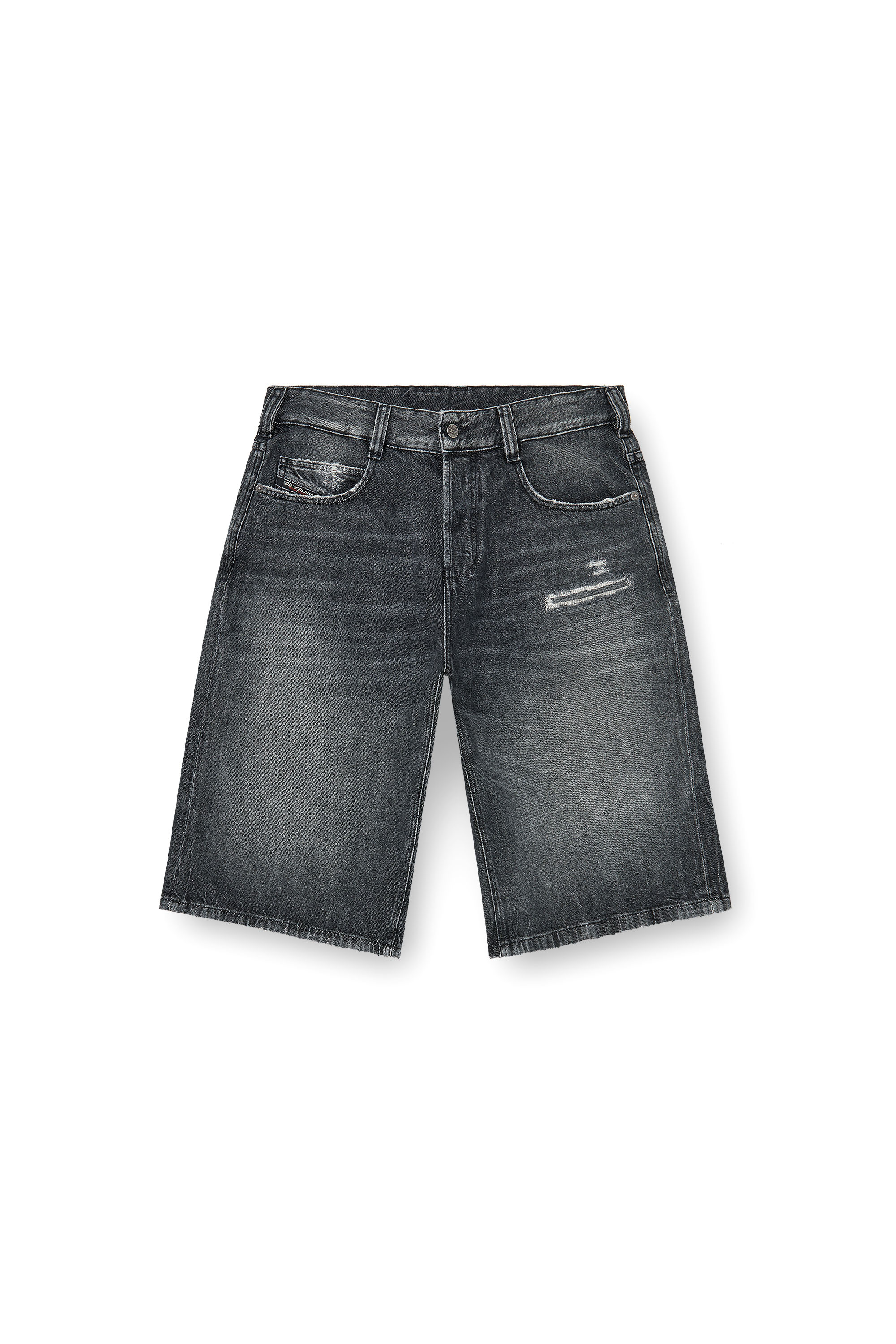Diesel - D-ENIM-M-SHORT, Short en denim relaxed avec abrasions Mixte in Gris - 2