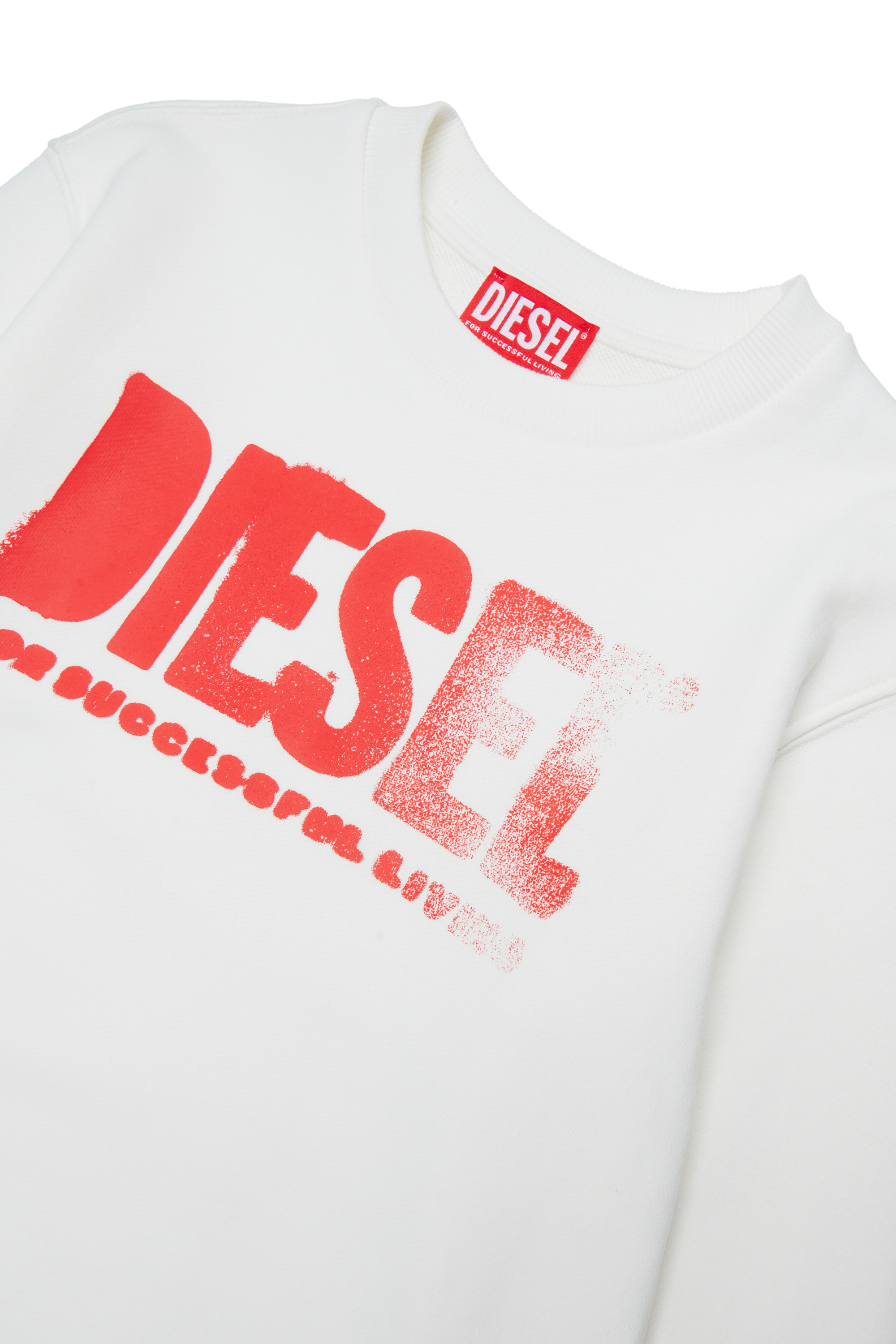 Diesel - SIDER OVER, Felpa con scollo tondo e maxi stampa del logo Diesel Uomo in Bianco - 3