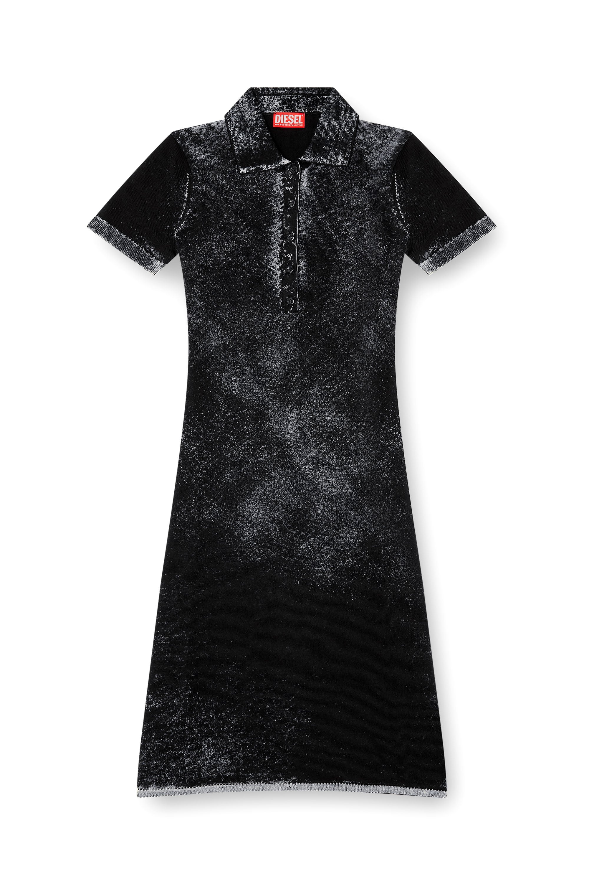 Diesel - M-LOURENS, Abito polo in maglia con stampa interna Donna in Nero - 3