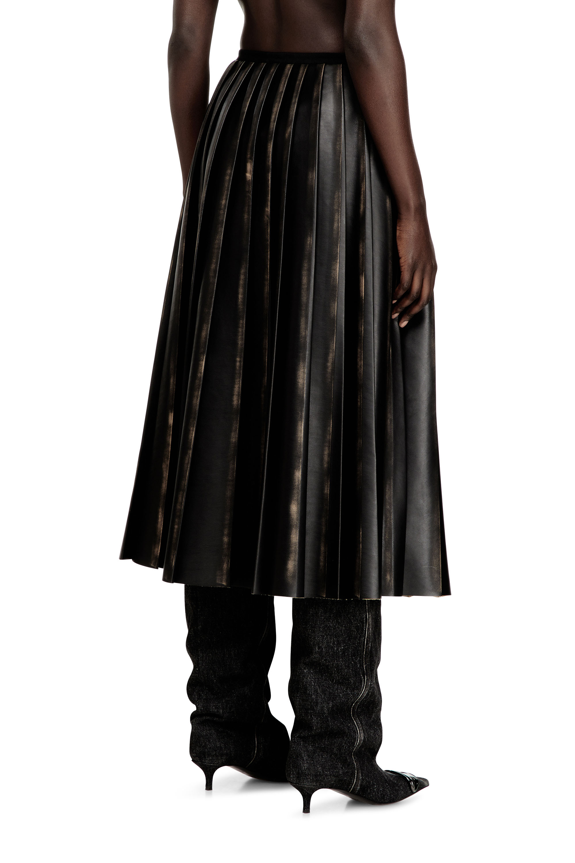 Diesel - O-SAKA, Damen Zerknitterter plissierter Midirock in null - 3