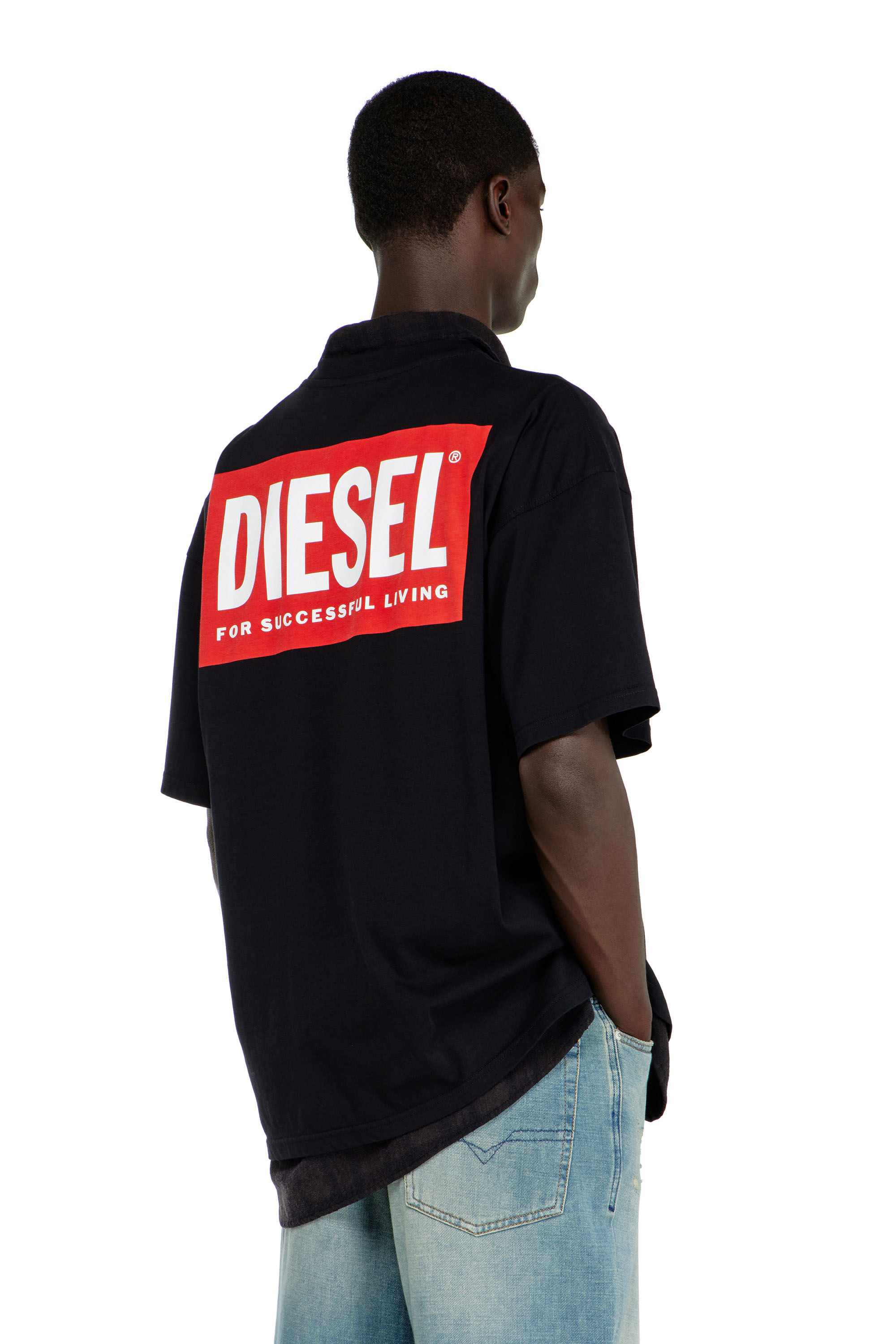 Diesel - T-BOXT-BISK, Herren Baumwoll-T-Shirt mit Diesel-Biscotto-Print in Schwarz - 4