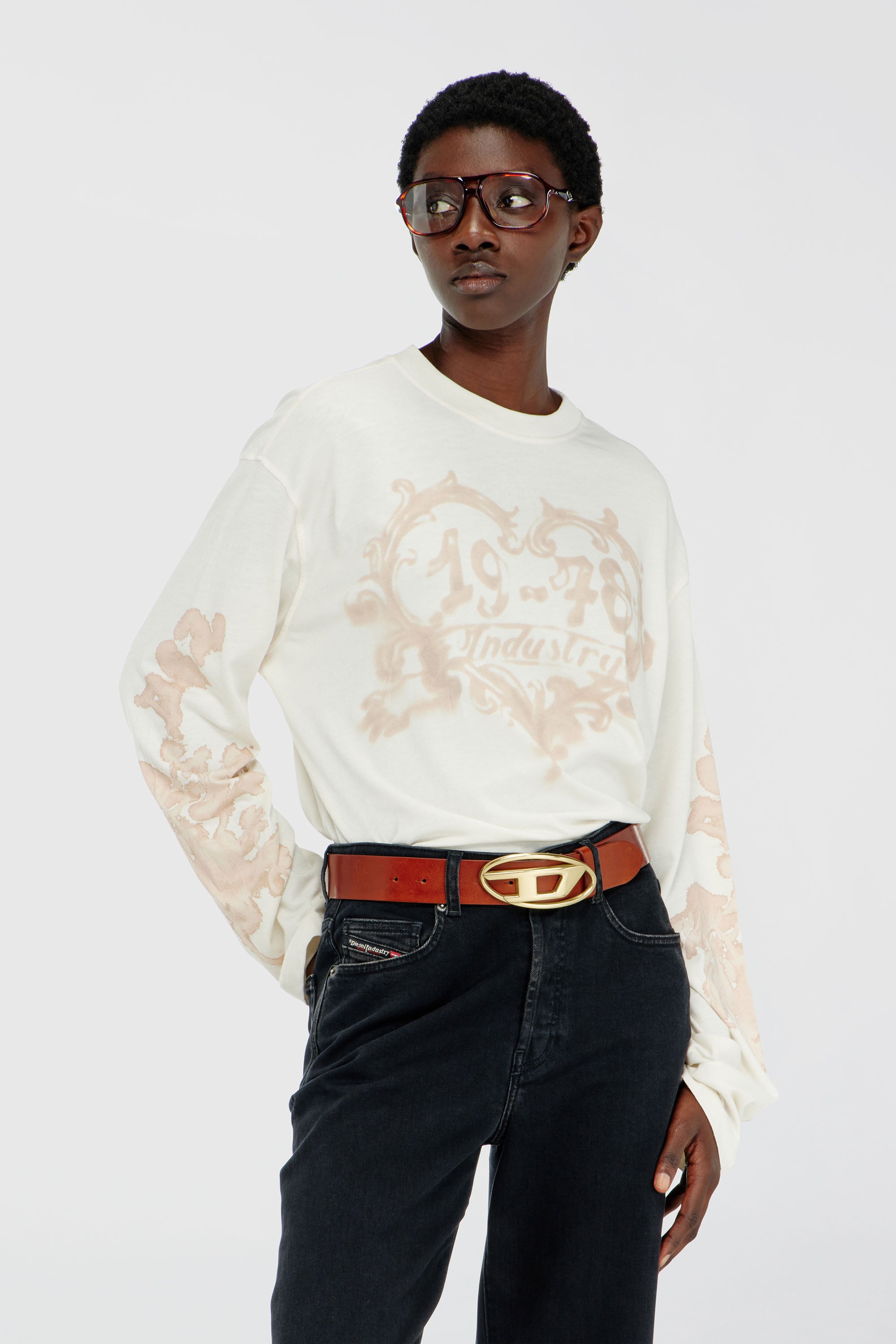 Diesel - T-HILARY-LS-AA1, T-shirt a manica lunga in cotone con stampa grafica Donna in Multicolor - 1