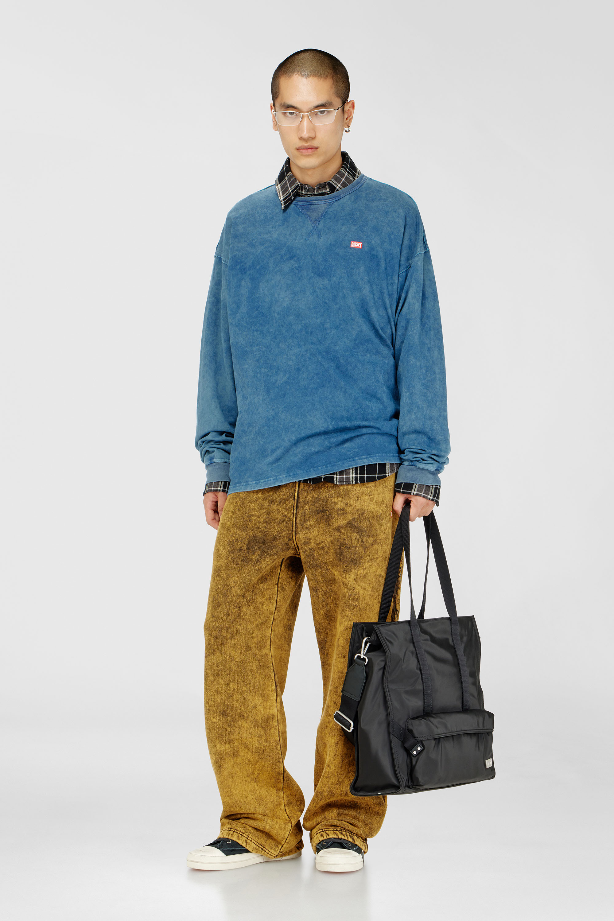 Diesel - P-MARTAINS-RAW, Pantaloni acid wash con denim a taglio vivo Uomo in Marrone - 1
