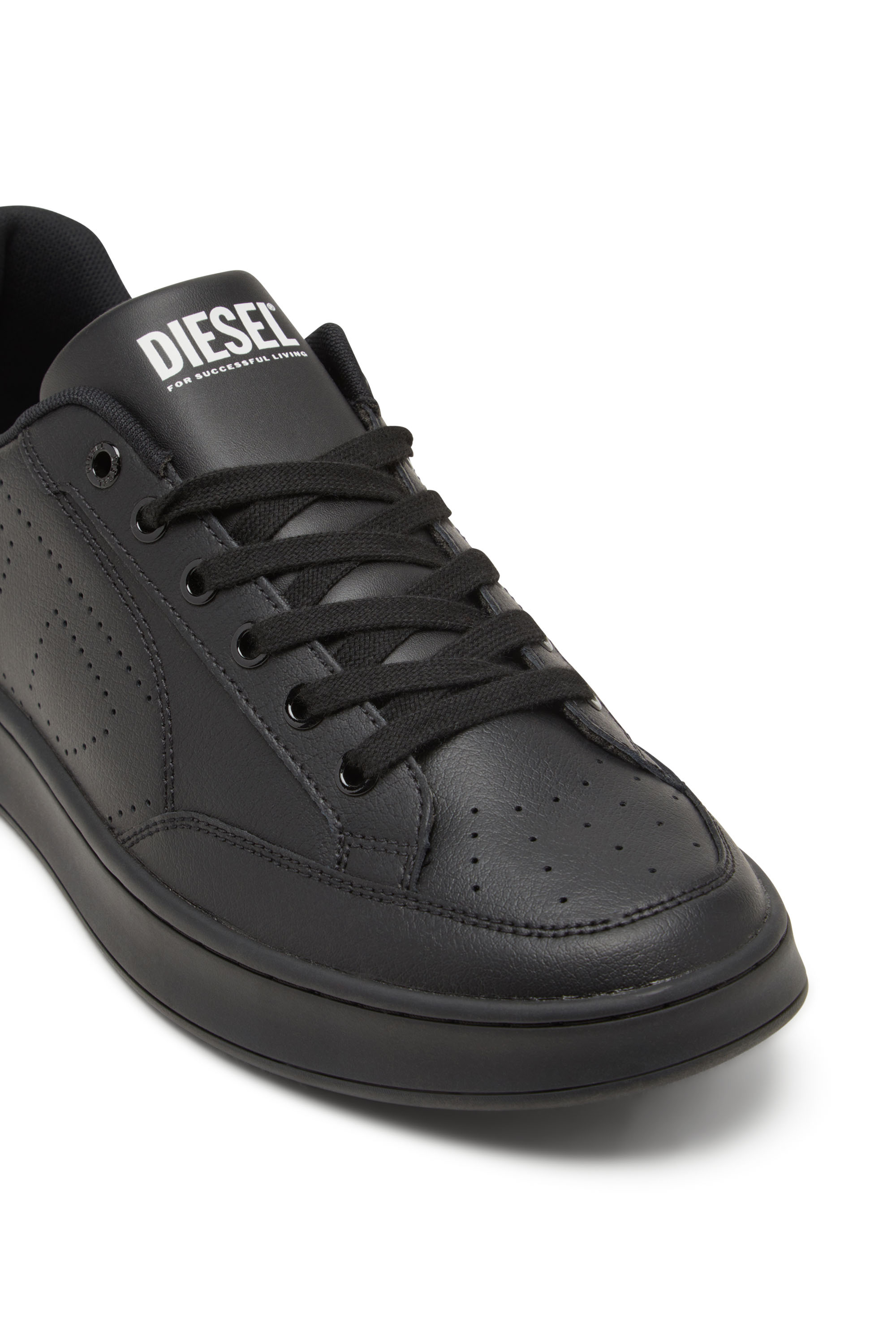 Diesel - S-DAKOTA LOW, Sneakers en cuir avec logo perforé Homme in Noir - 4