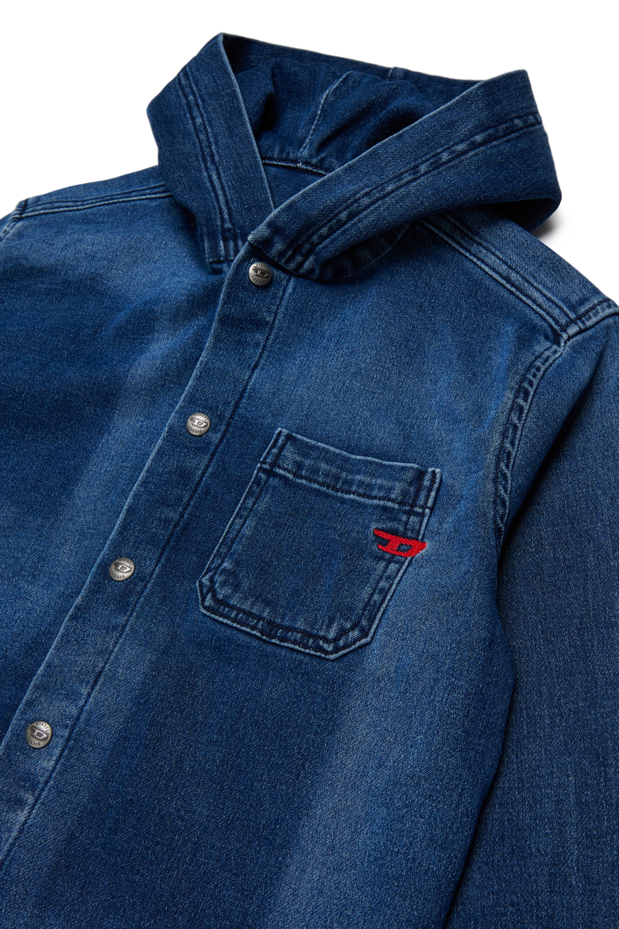 Diesel - CAMPS-OVER JJJ, Hooded shirt in effetto shadow JoggJeans Uomo in Blu - 3