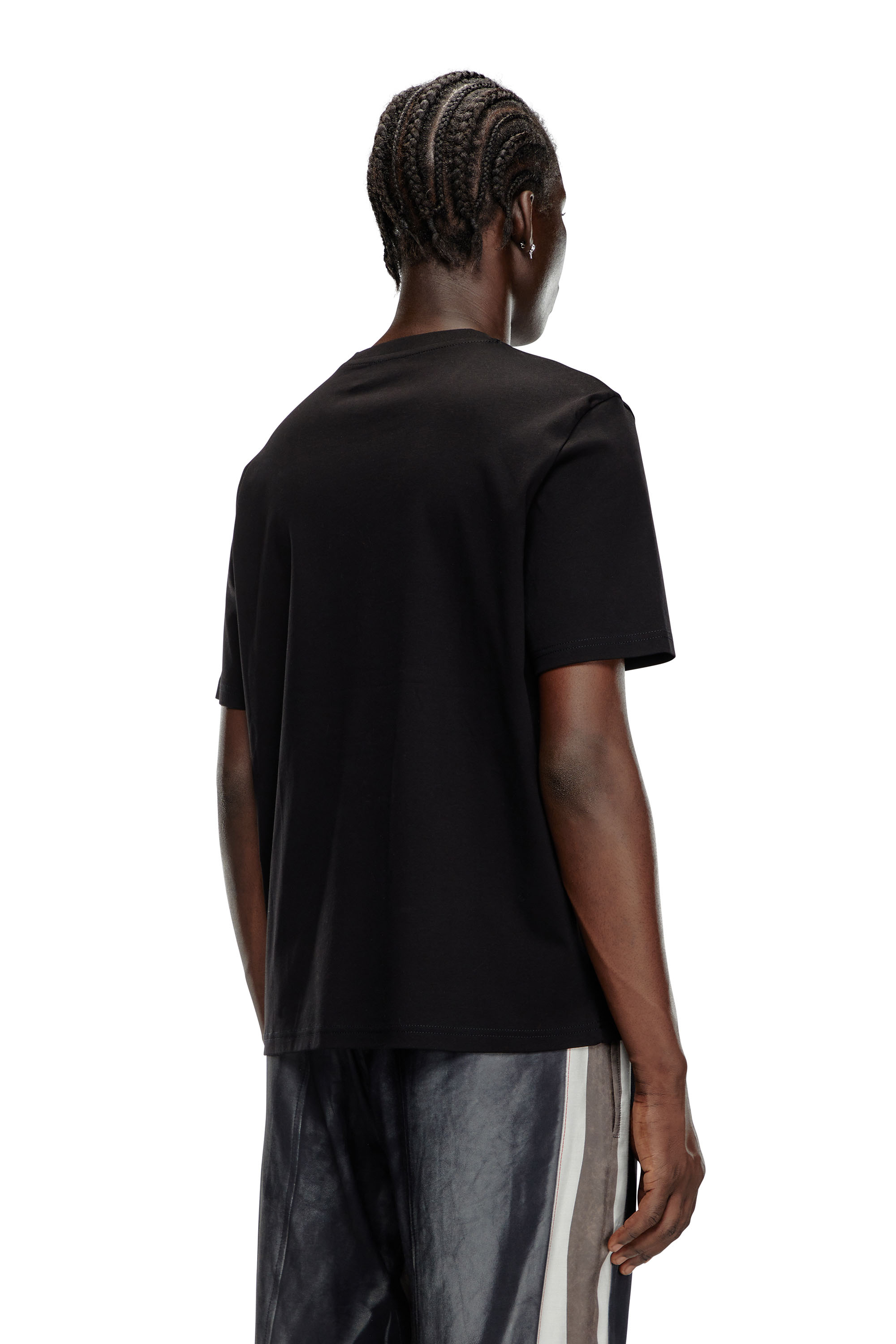 Diesel - T-MADJUST-K2, T-shirt en coton mercerisé avec logo ton sur ton Homme in Noir - 4