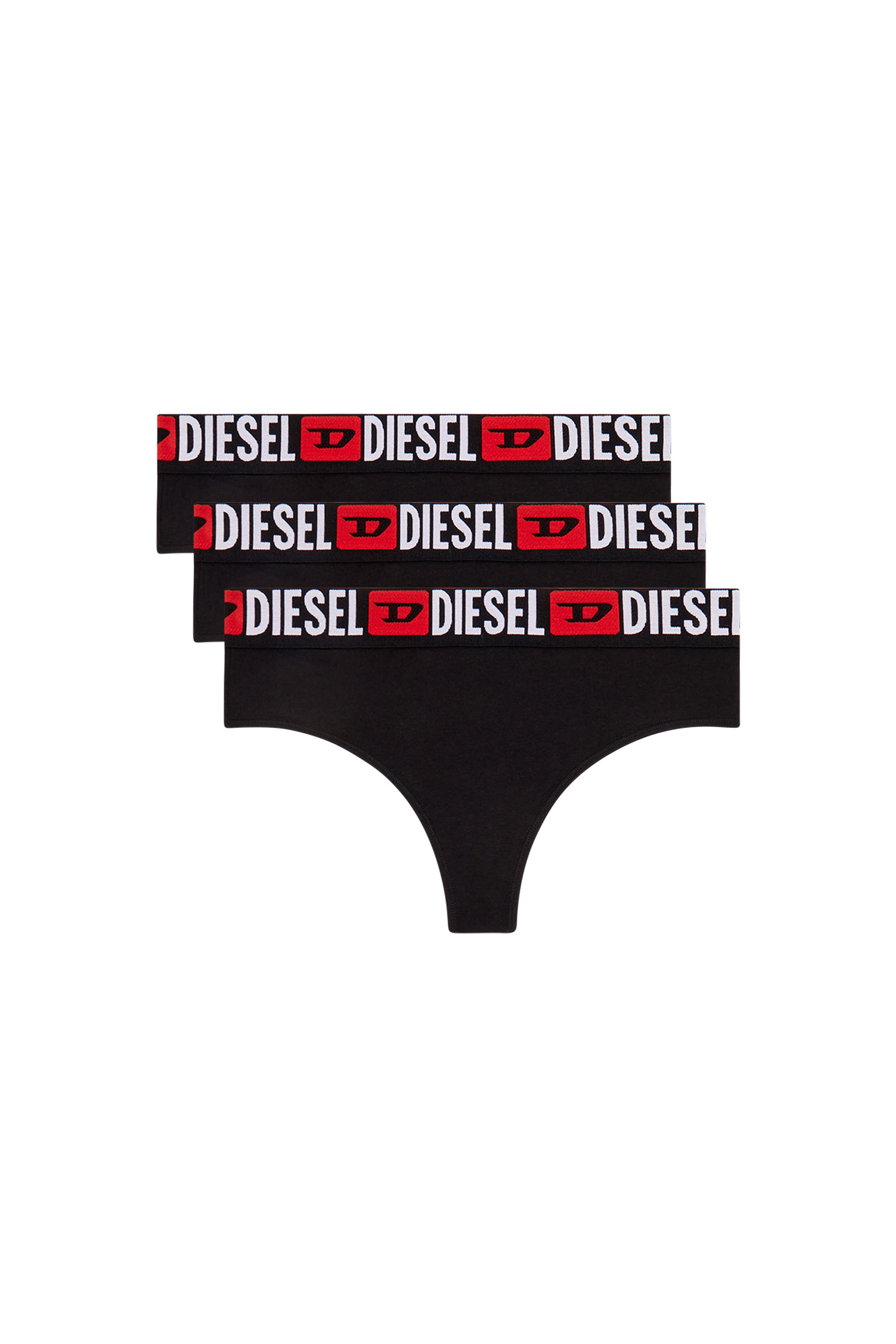 Diesel - UFST-STARS-THREEPACK, Donna Set da tre perizoma con logo in vita in Nero - Image 1