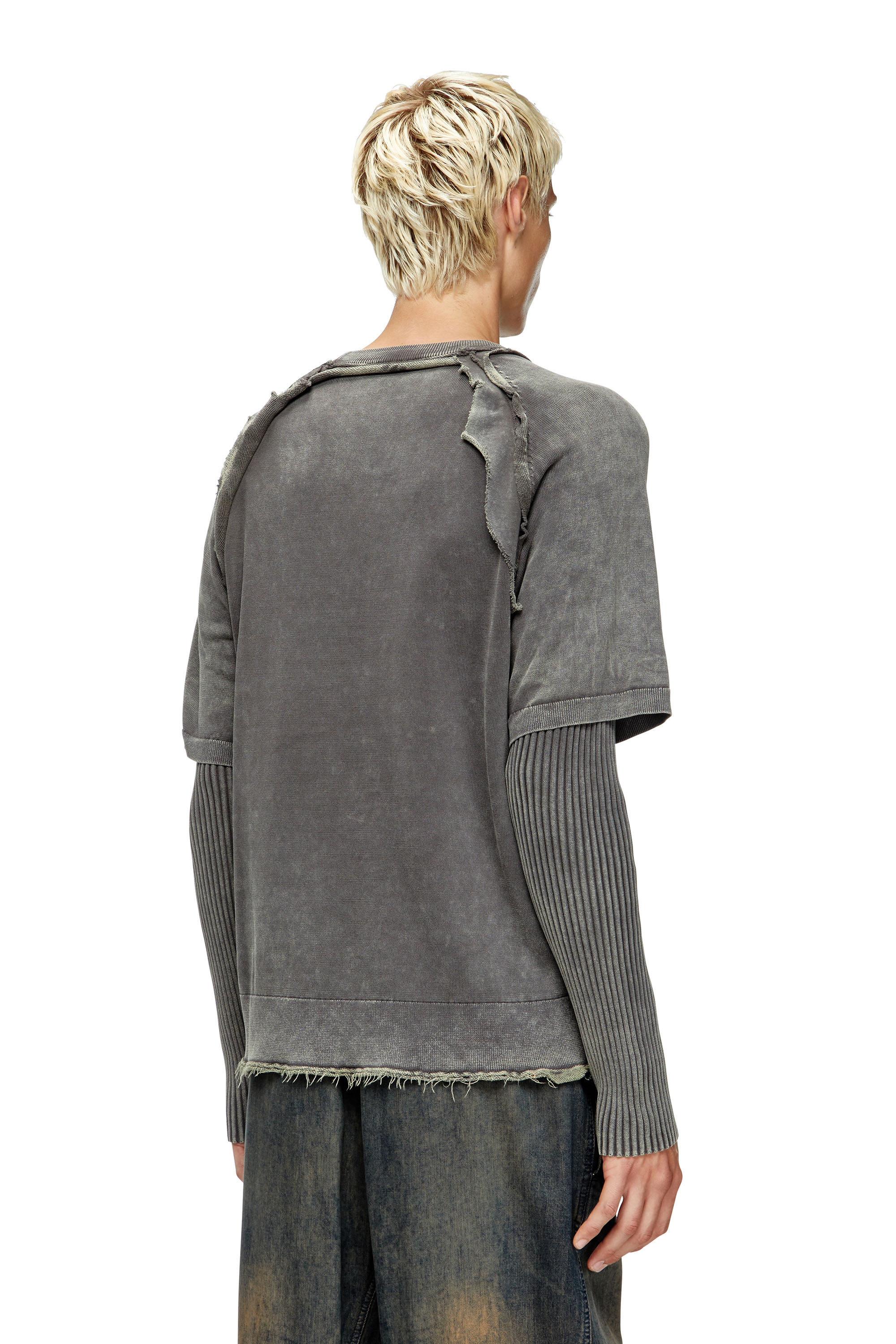 Diesel - K-PETRO, Pull superposé avec effet destroy Homme in Gris - 4