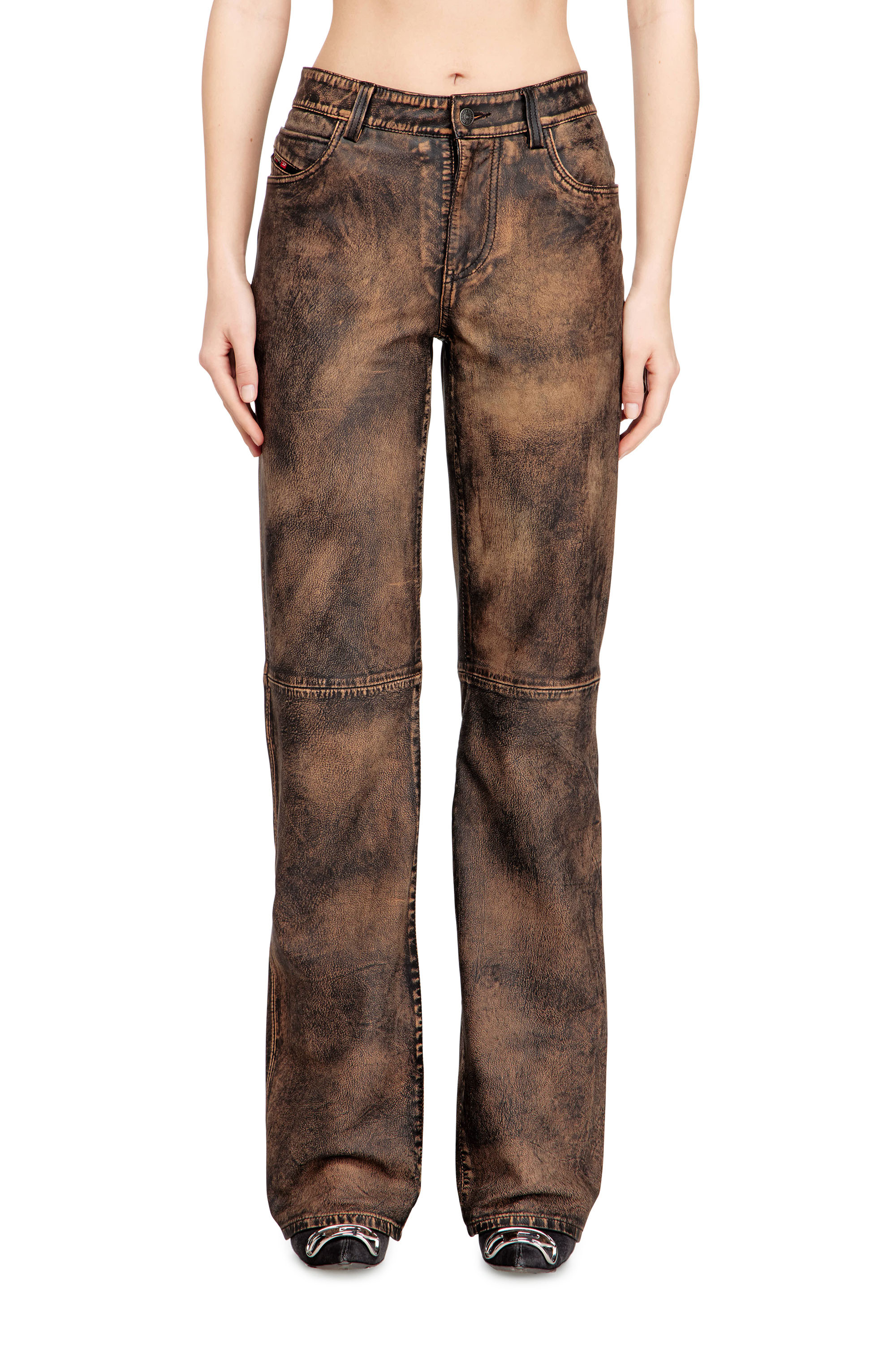 Diesel - L-YSA, Pantaloni in pelle effetto jeans distressed Donna in ToBeDefined - 1