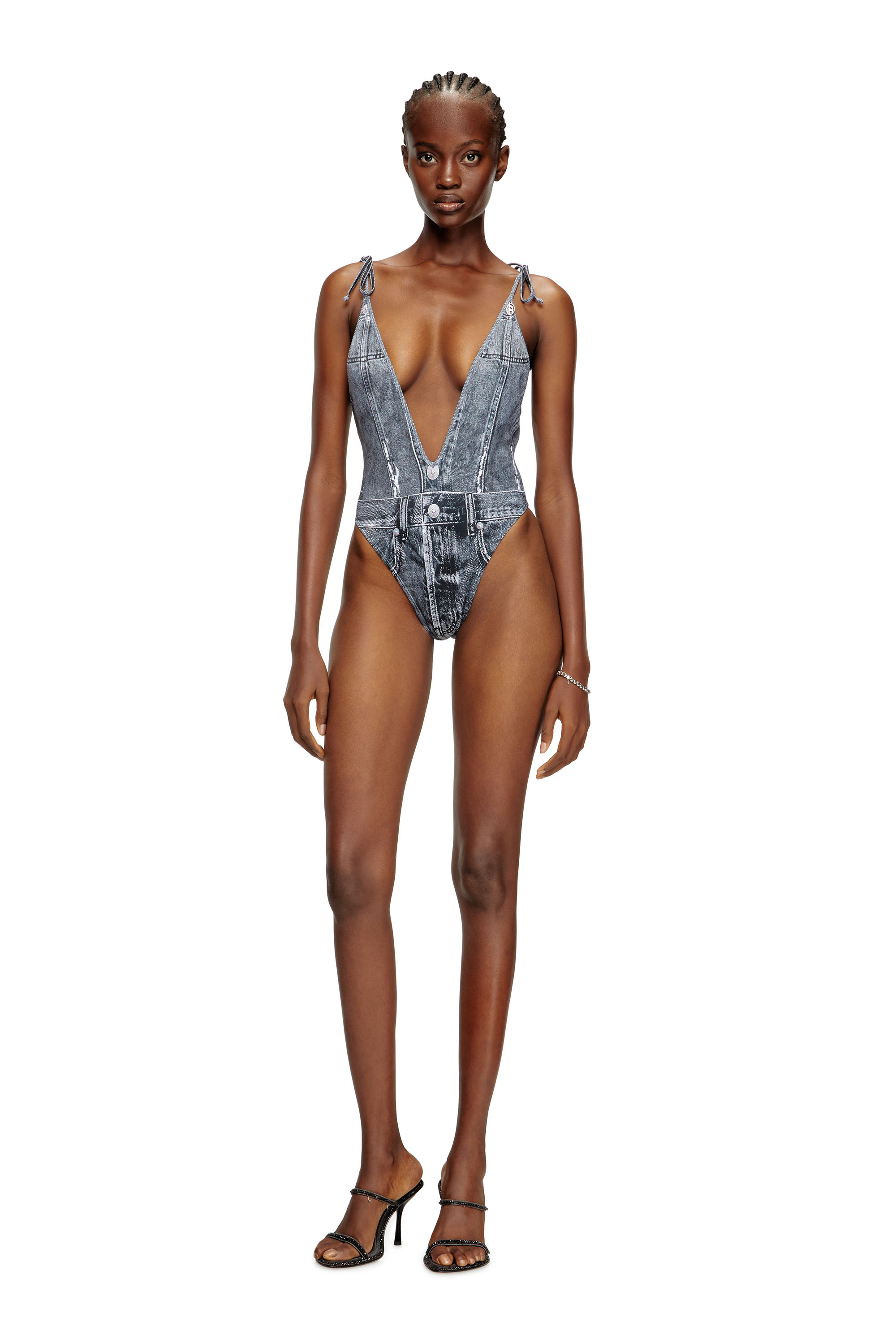 Diesel - KINSLEY-DNM, Costume intero effetto denim Donna in Blu - 2