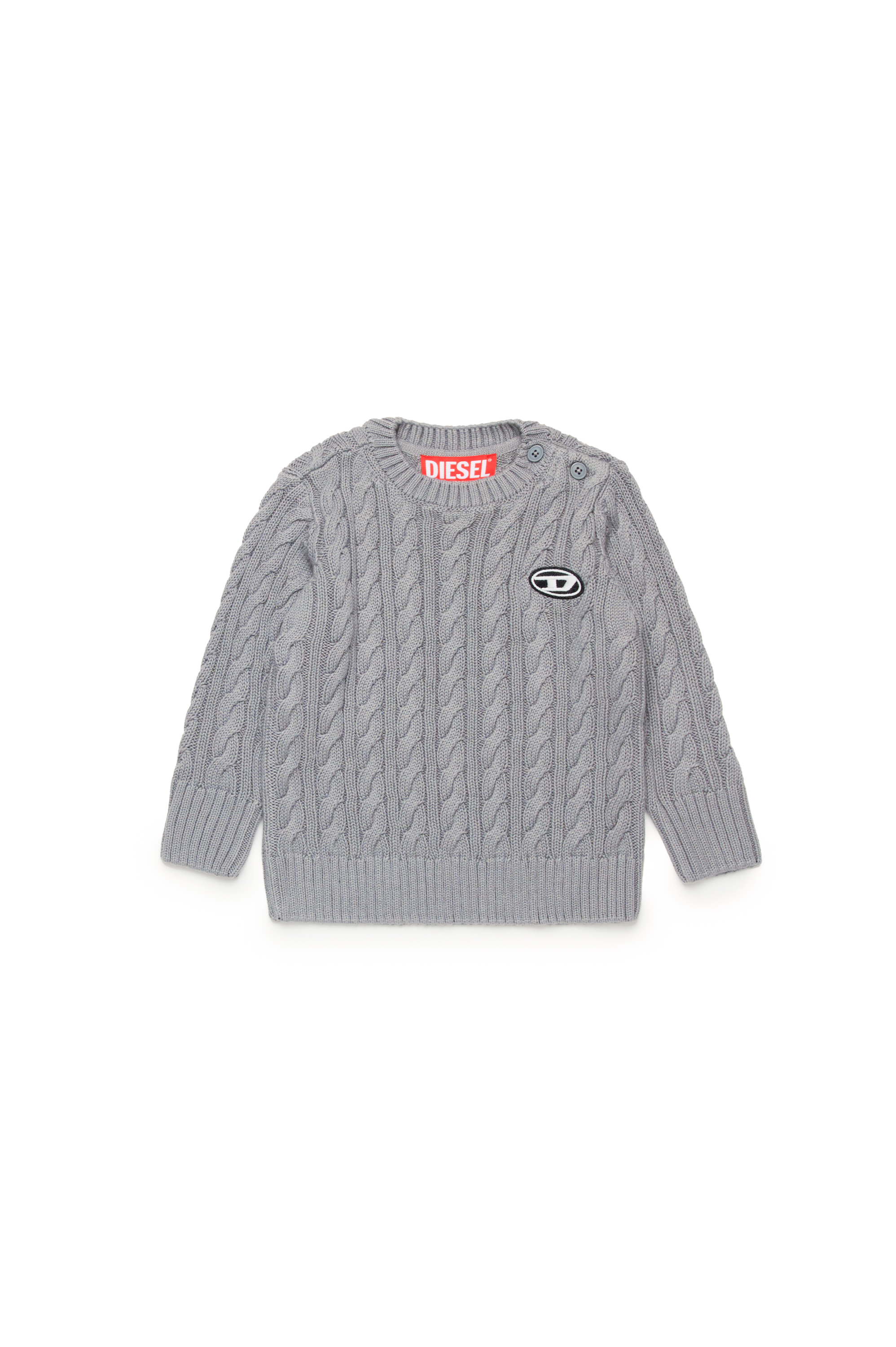 Diesel - KBAMBYB, Unisex Pullover in cotone con patch Oval D in Grigio - Image 1