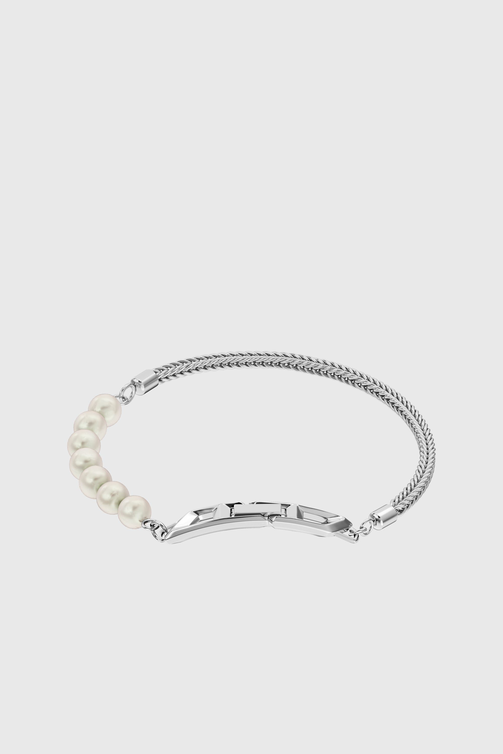 Diesel - DL1368040 STERLING SILVER JEWEL, Unisex's Sterling silver chain and pearl bracelet in Silver - 1