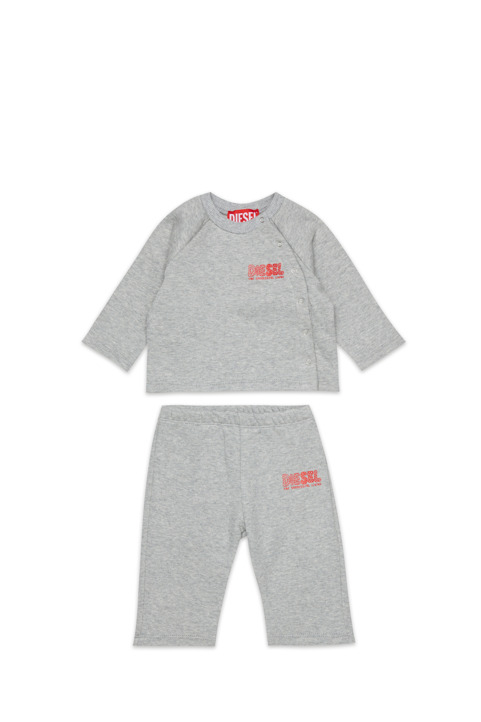 Diesel - SLUPY-SET-NB, Ensemble pour nouveau-n&eacute; avec imprim&eacute; logo Mixte in Gris - 1