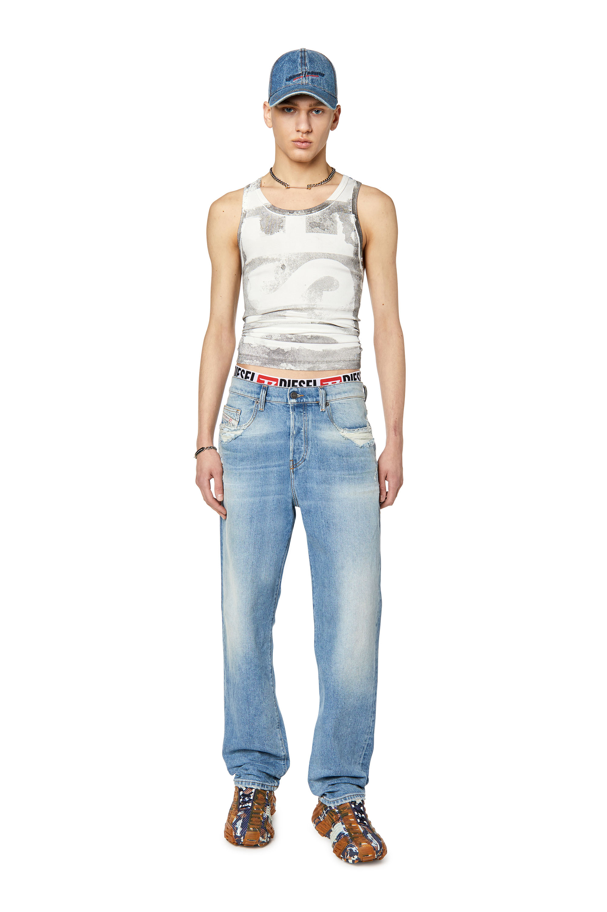 Diesel - 2020 D-Viker 007N1 Straight Jeans, Light Blue - Image 4
