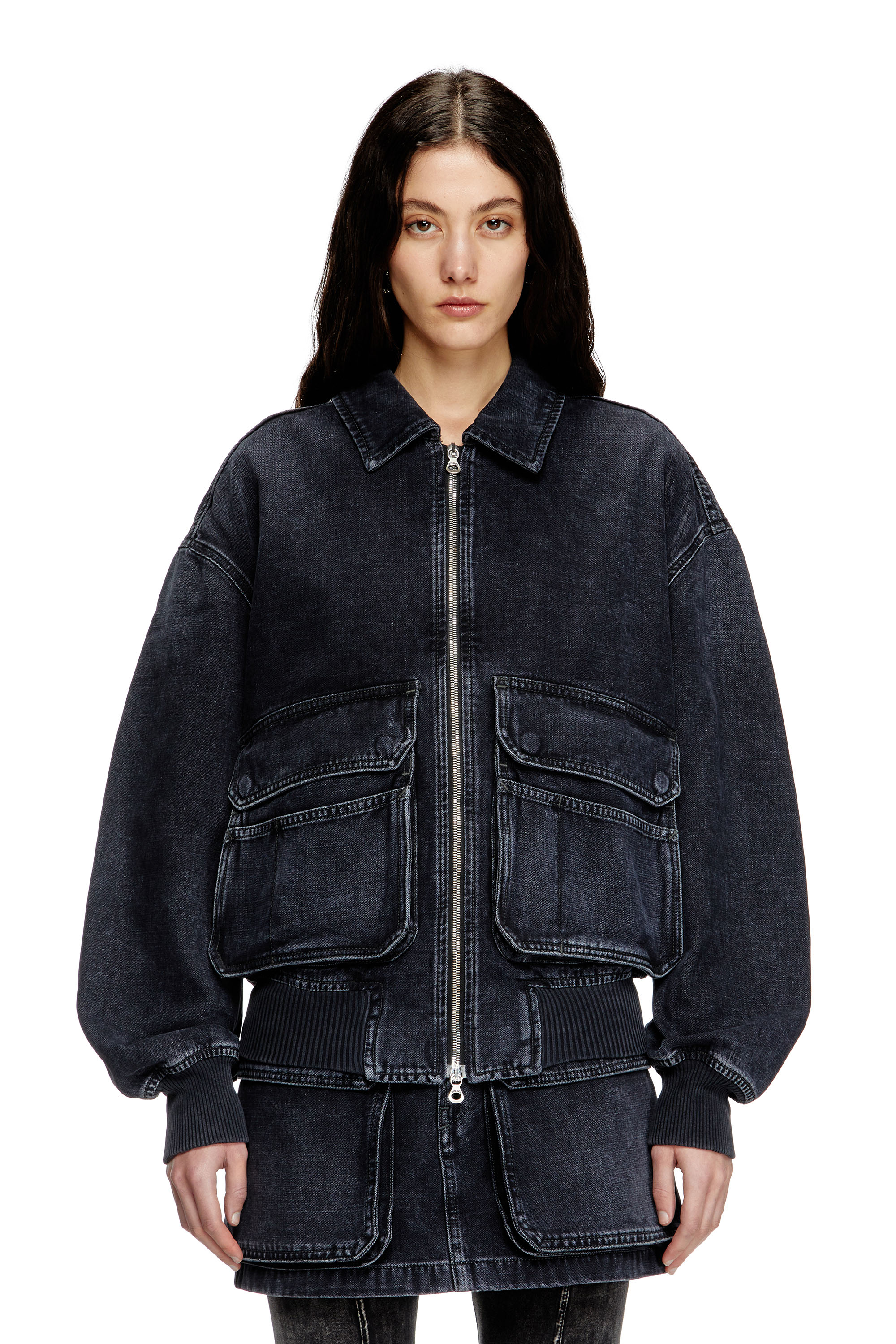 Diesel - D-KURZ, Giacca in denim batavia Unisex in Nero - 1