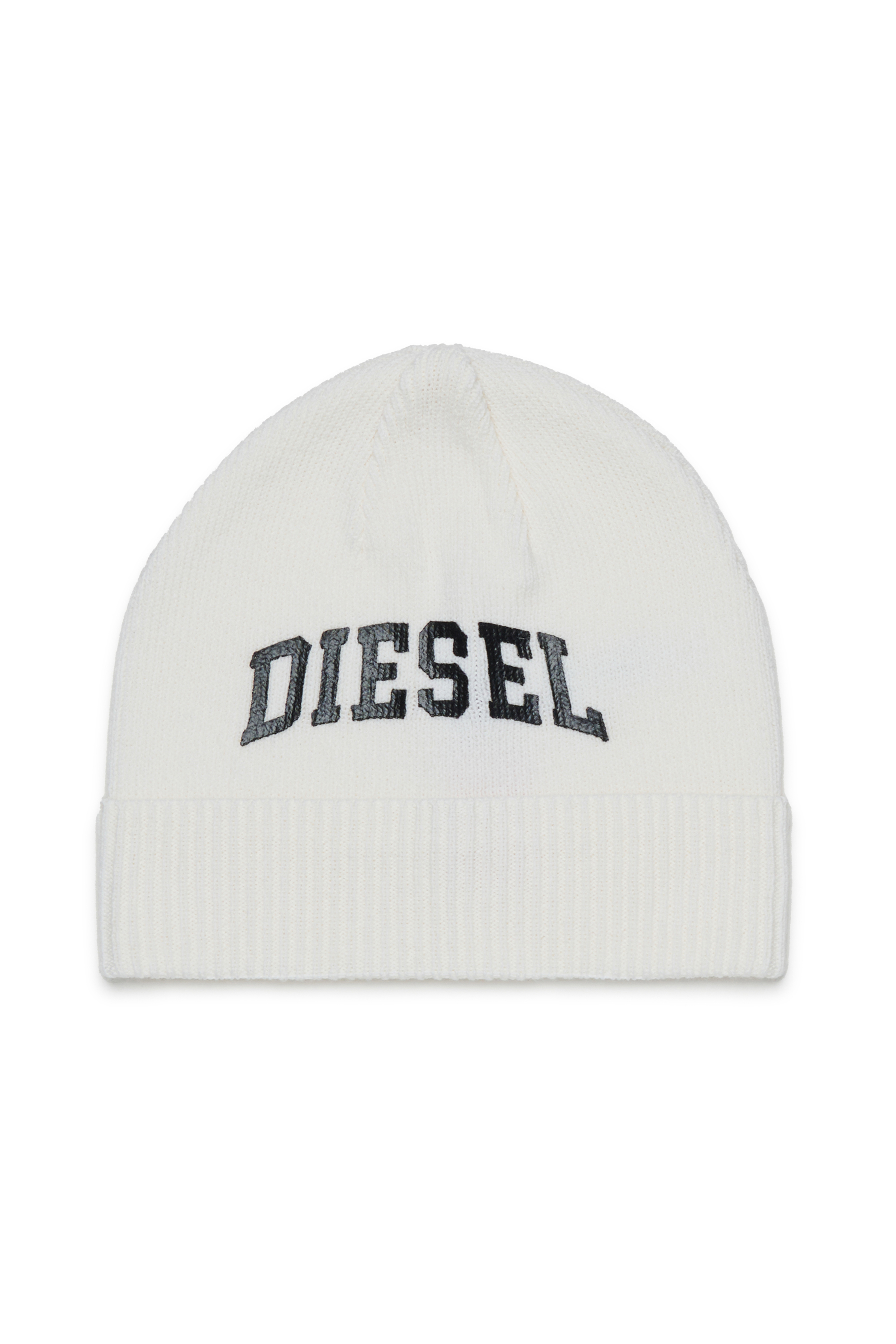 Diesel - FBAND, Berretto in misto lana con logo Unisex in Bianco - 1