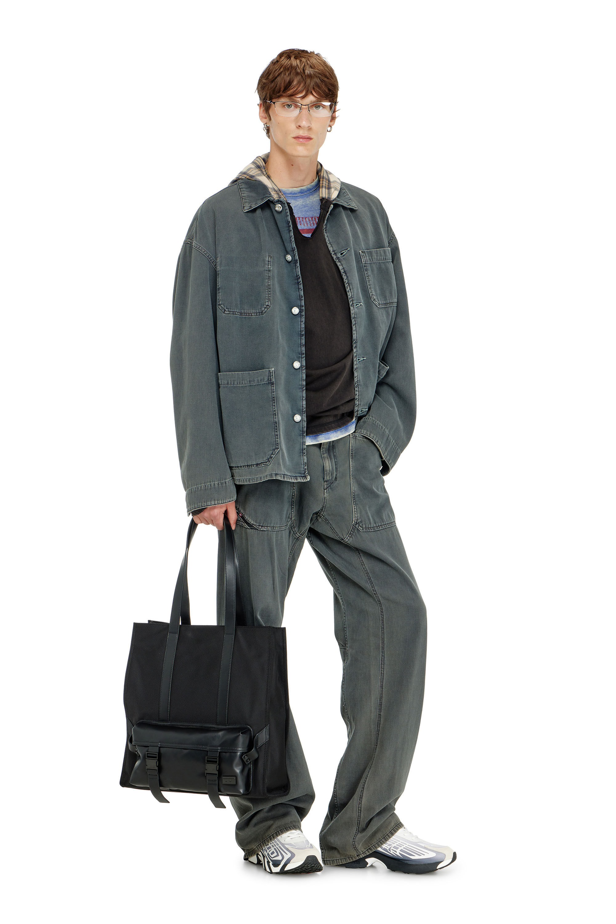 Diesel - D-STACK-U, Unisex Utility-Jacke aus farbigem denim in Grau - 1