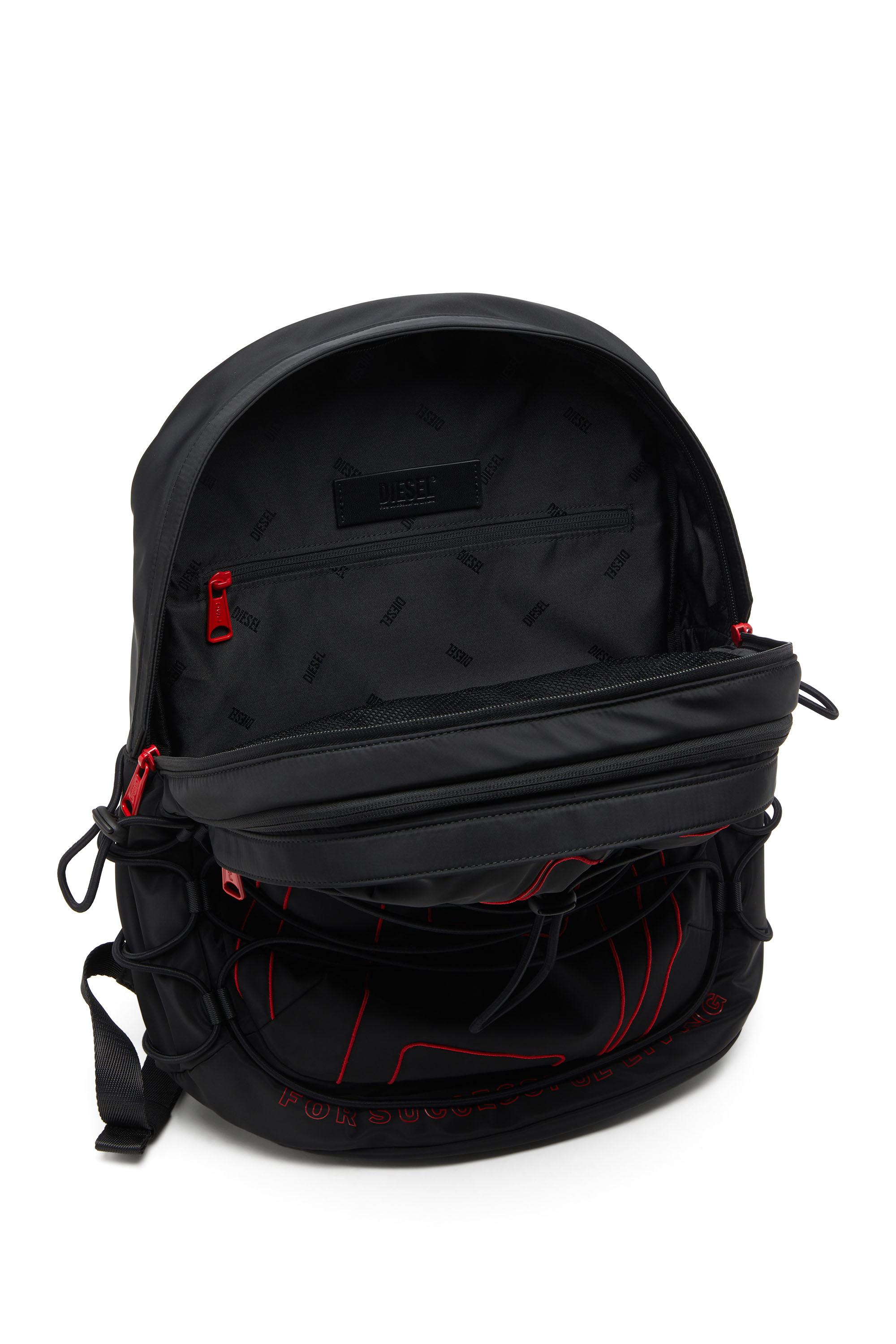 Diesel - TECH-D BACKPACK X, Unisex Tech-D-Rucksack aus Nylon mit Oval D-Stickerei in Schwarz - 3