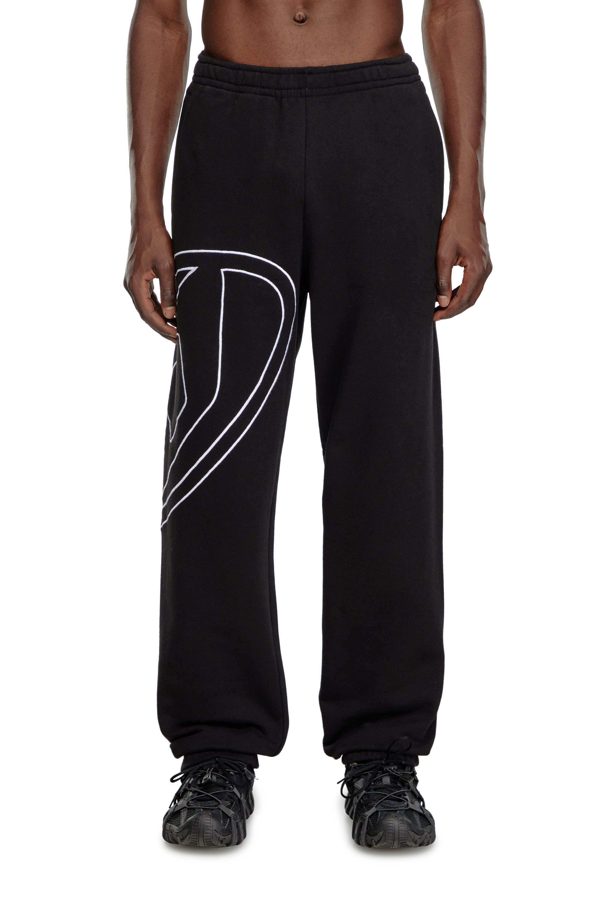 Diesel - P-MARKY-MEGOVAL-D, Man Track pants with mega oval D in Black - Image 1