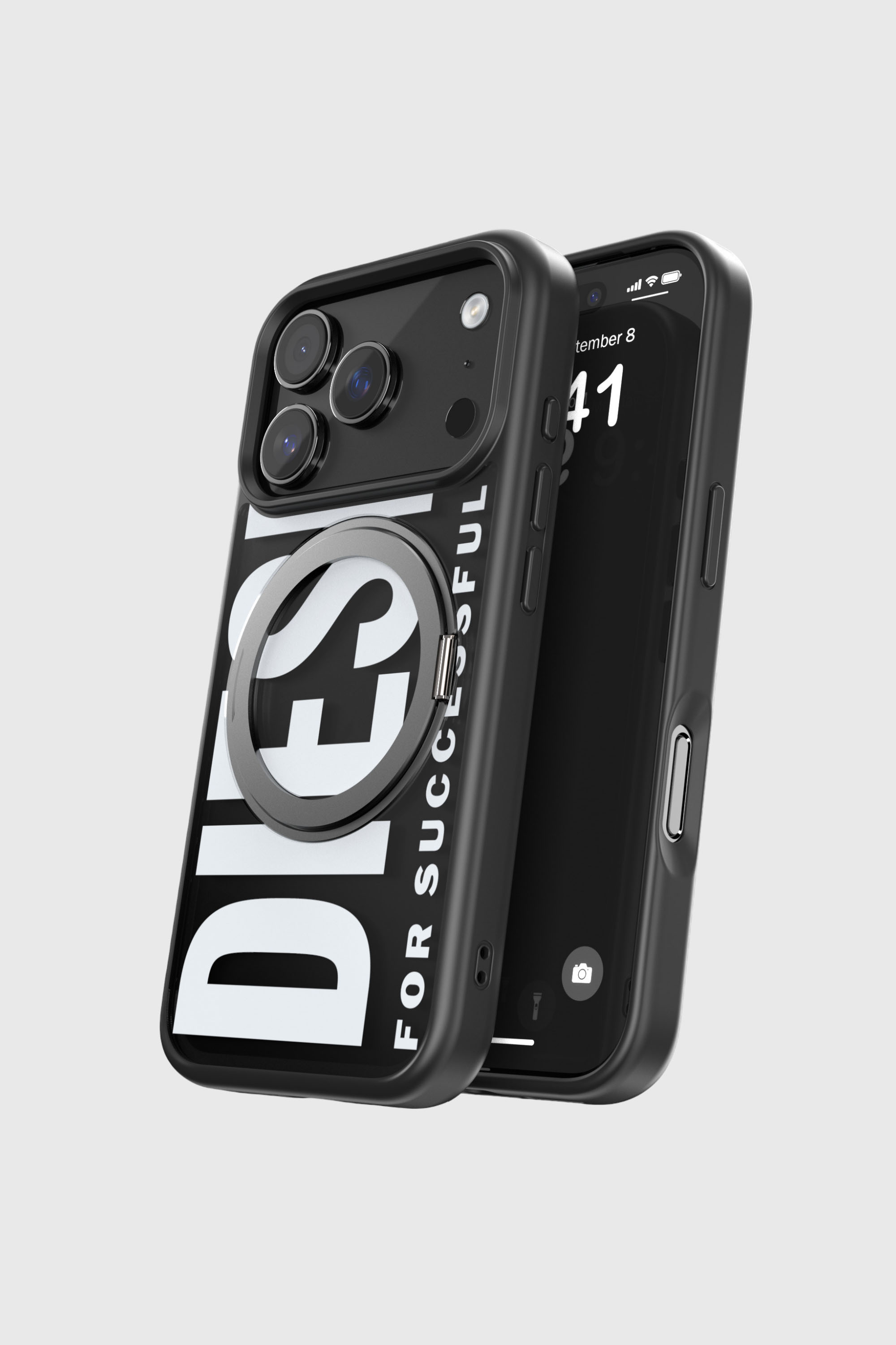Diesel - 60405 RING STAND CASE RING STAND, Custodia Ringstand-Magsafe per iPhone 17 Pro Unisex in Nero - 5