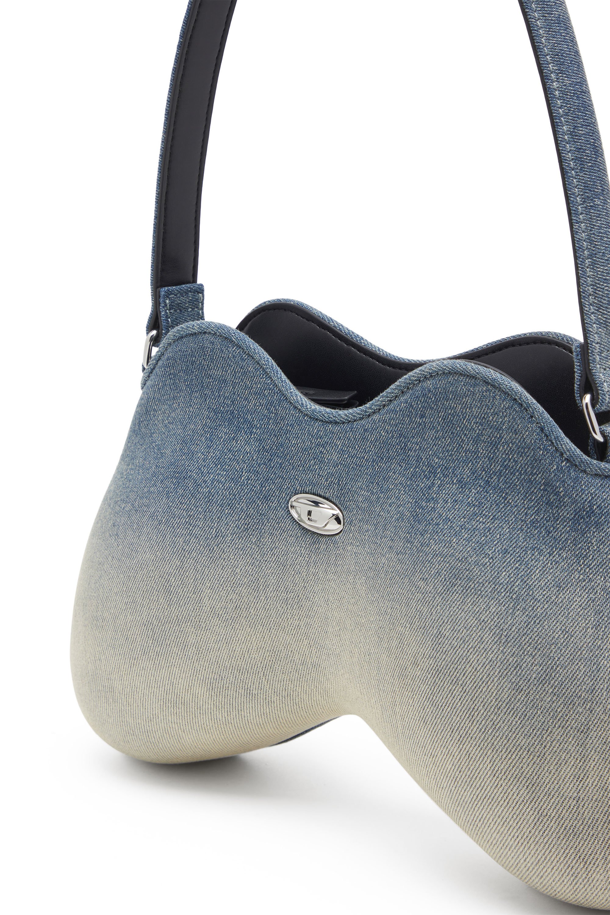 Diesel - DOUBLE-D SHOULDER, Double-D-Borsa da spalla in denim solarizzato Donna in Blu - 5