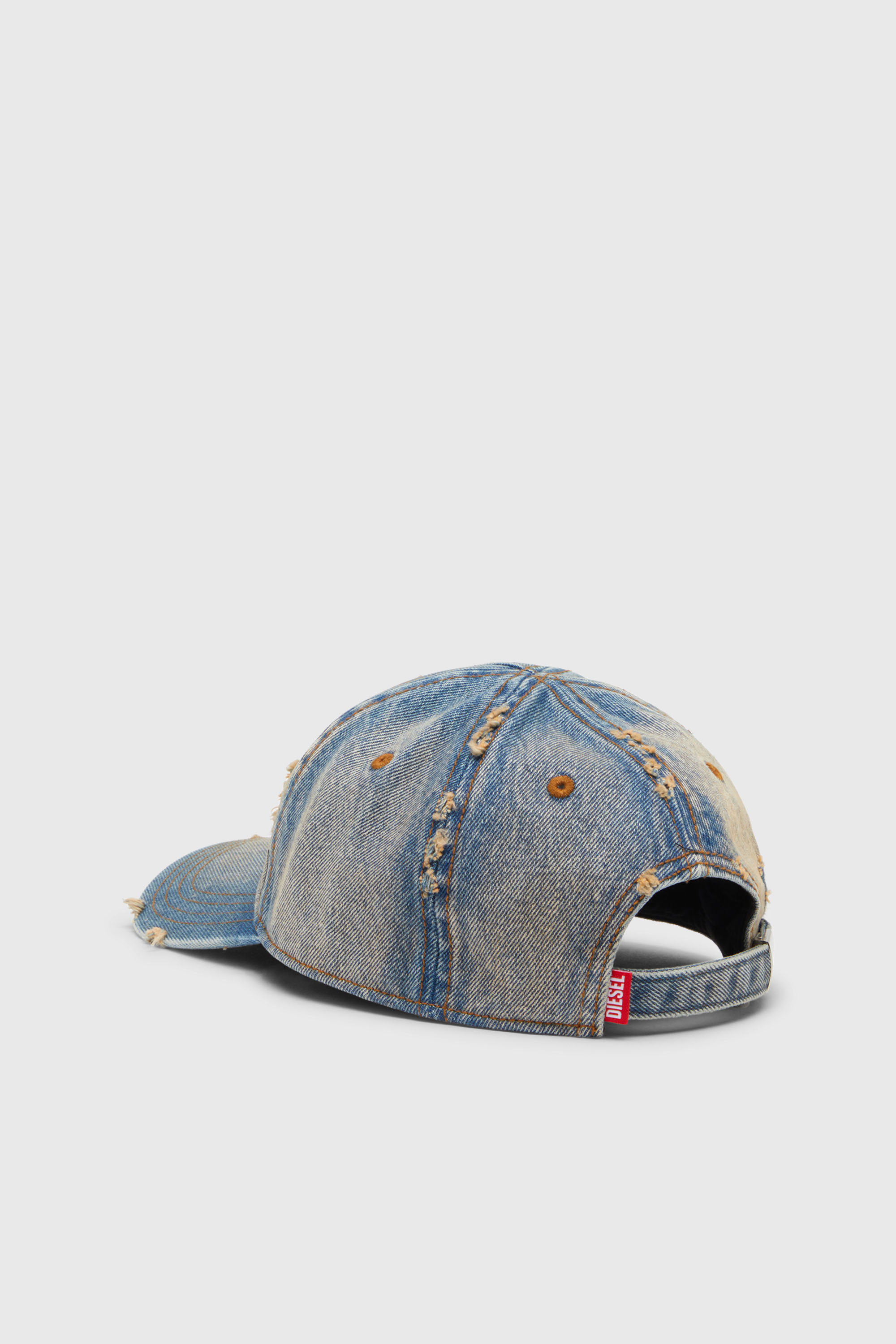 Diesel - C-ENIC, Herren Denim-Cap mit ausgefransten Details und gesticktem Logo in Jeansblau - 2