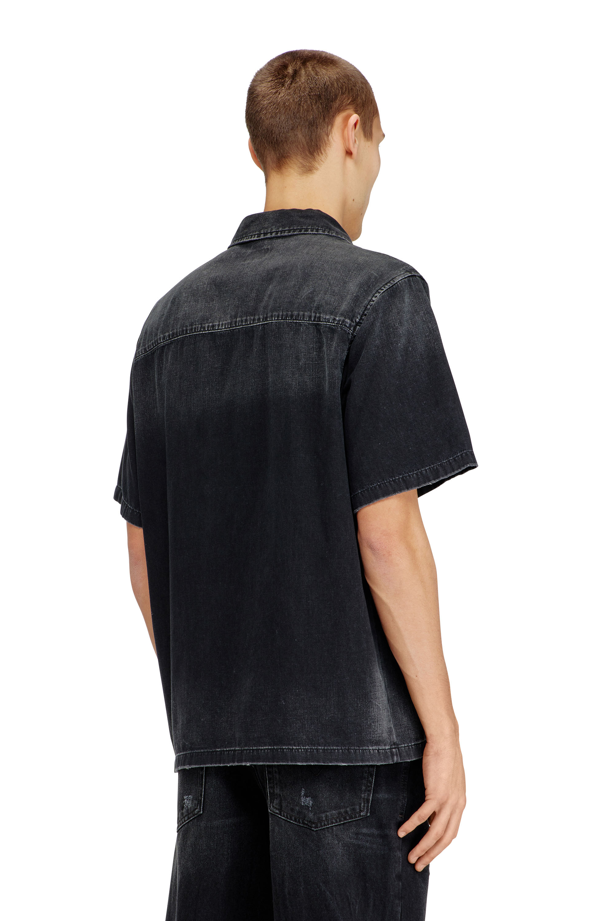Diesel - D-NABIL-D, Chemise &agrave; manches courtes en denim Homme in Noir - 4