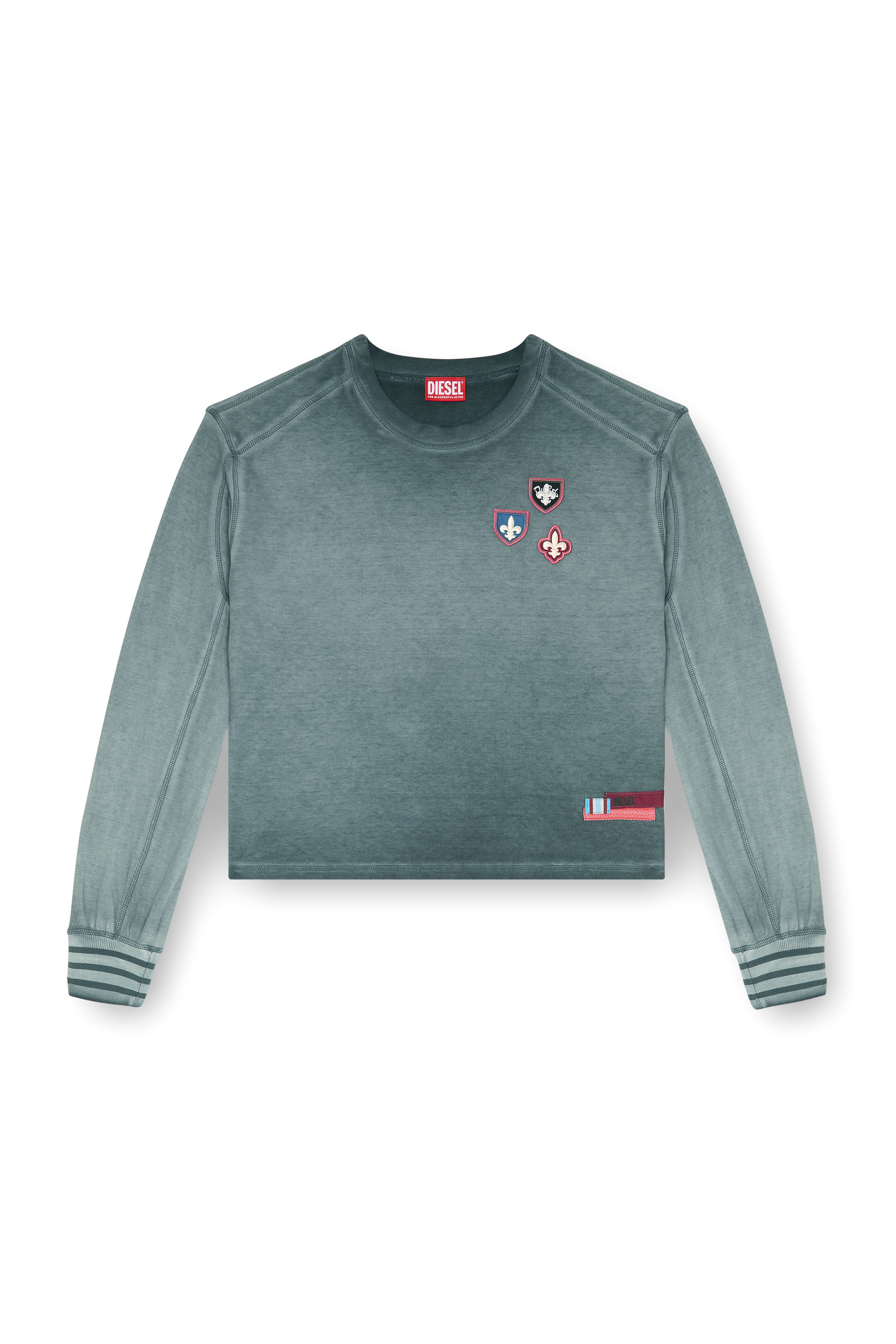 Diesel - T-BAWYE-LS, T-shirt avec patchs et empi&egrave;cements micro-waffle Femme in ToBeDefined - 3