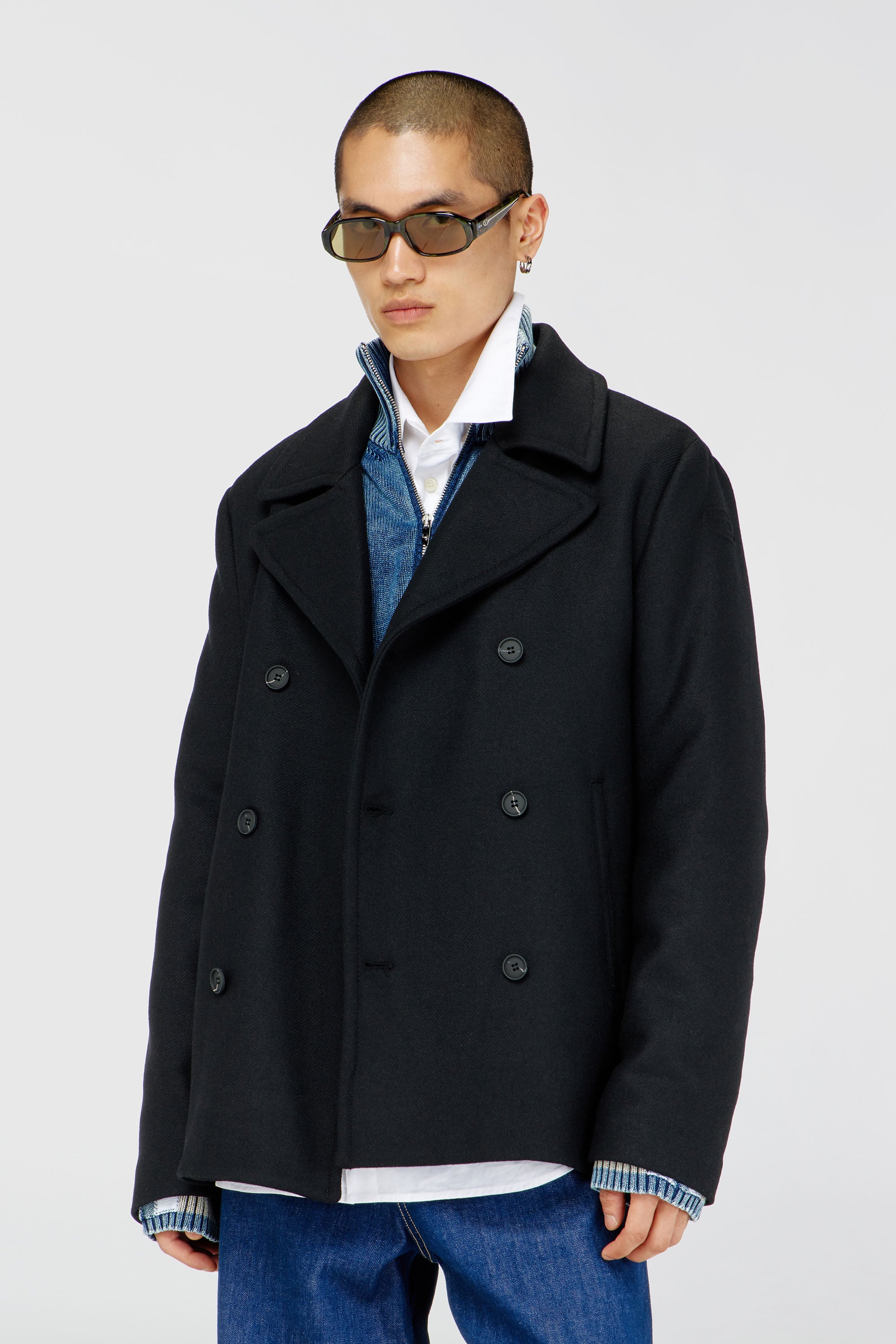 Diesel - W-HALEY-WRD, Caban in panno di lana tecnica Uomo in Nero - 1