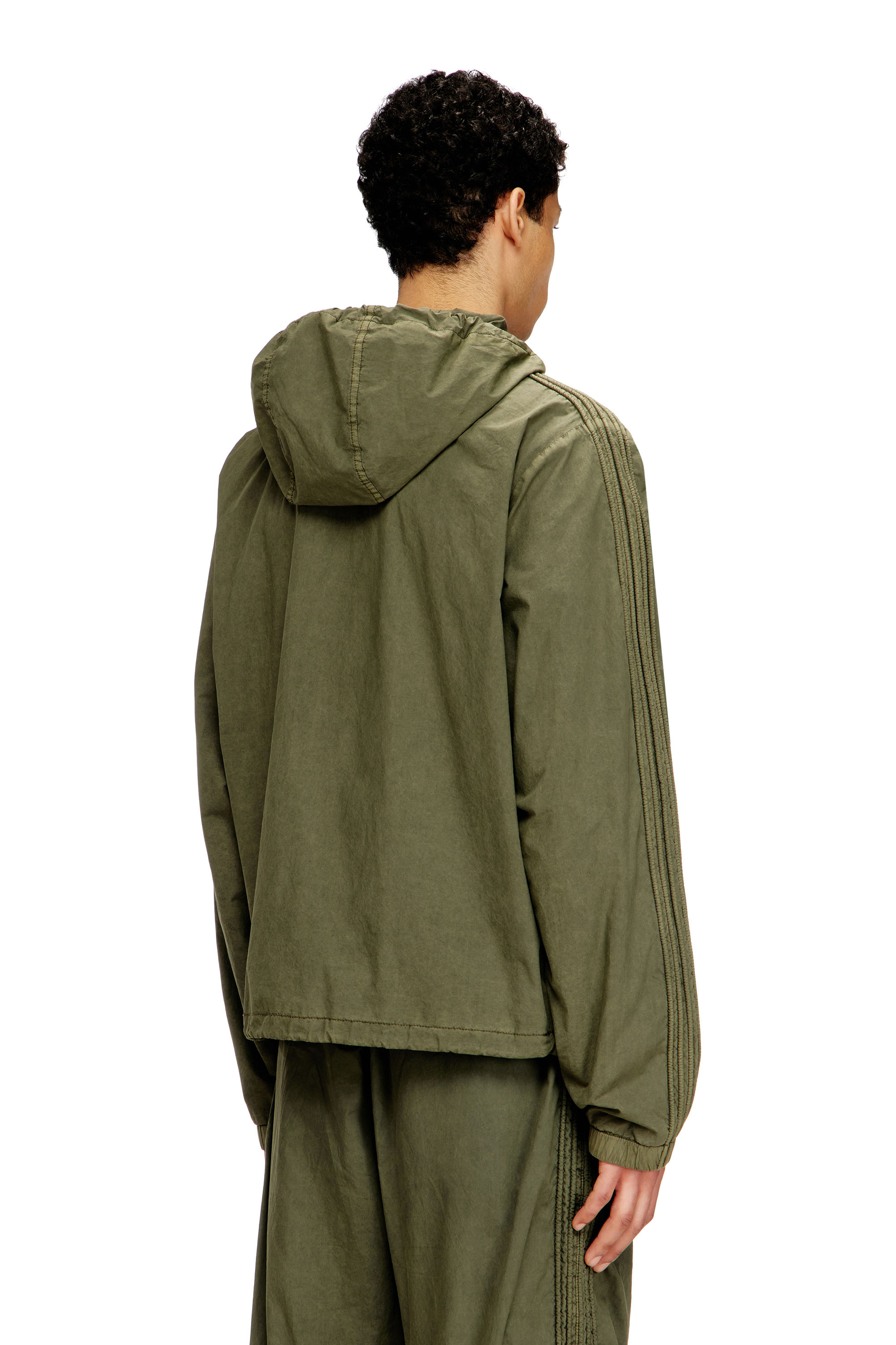 Diesel - J-STITCH, Giacca con cappuccio e zip in popeline di cotone Uomo in Verde - 4