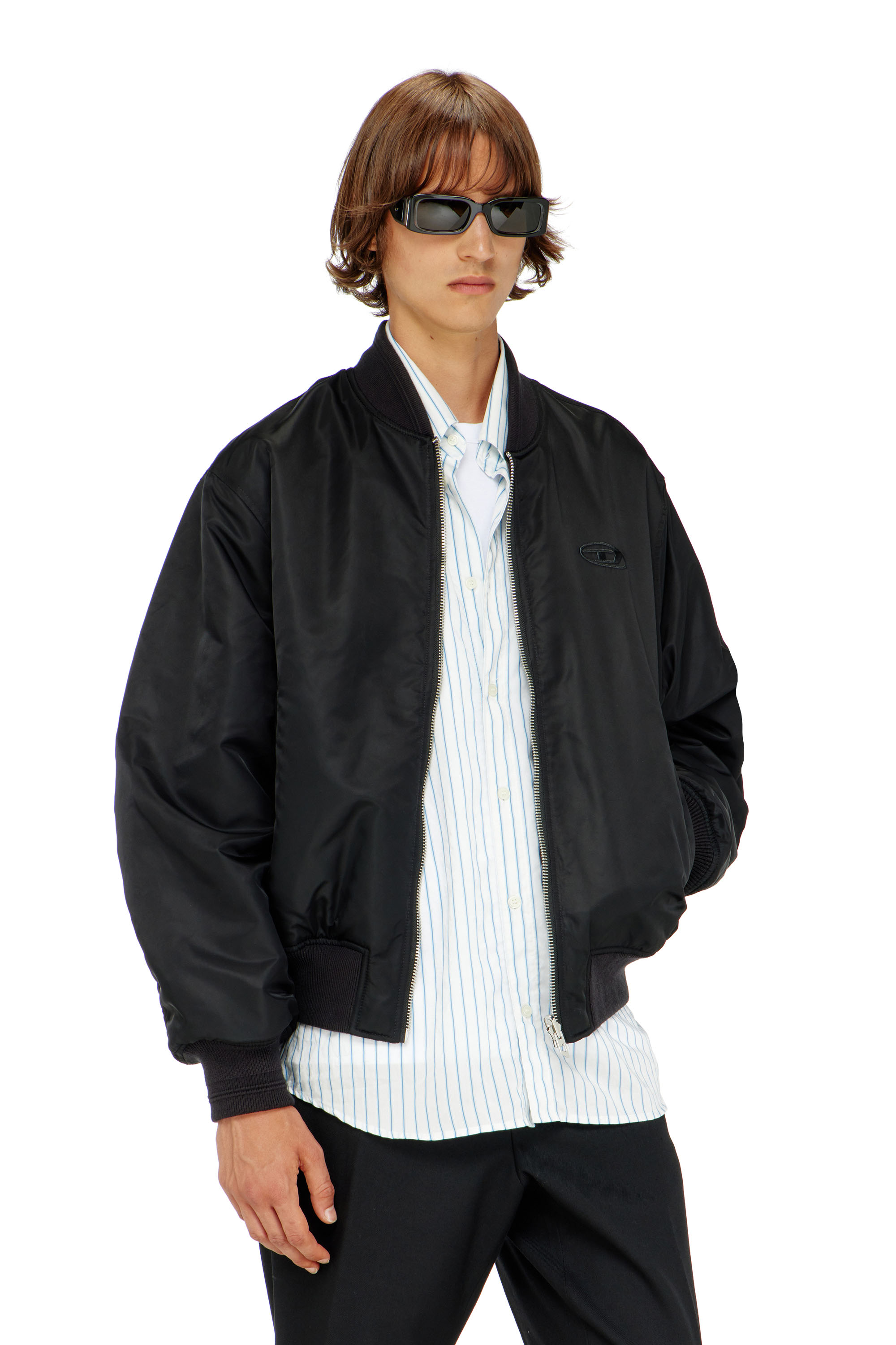 Diesel - W-TYPE-D1, Giacca bomber imbottita con ricamo Oval D Uomo in Nero - 1