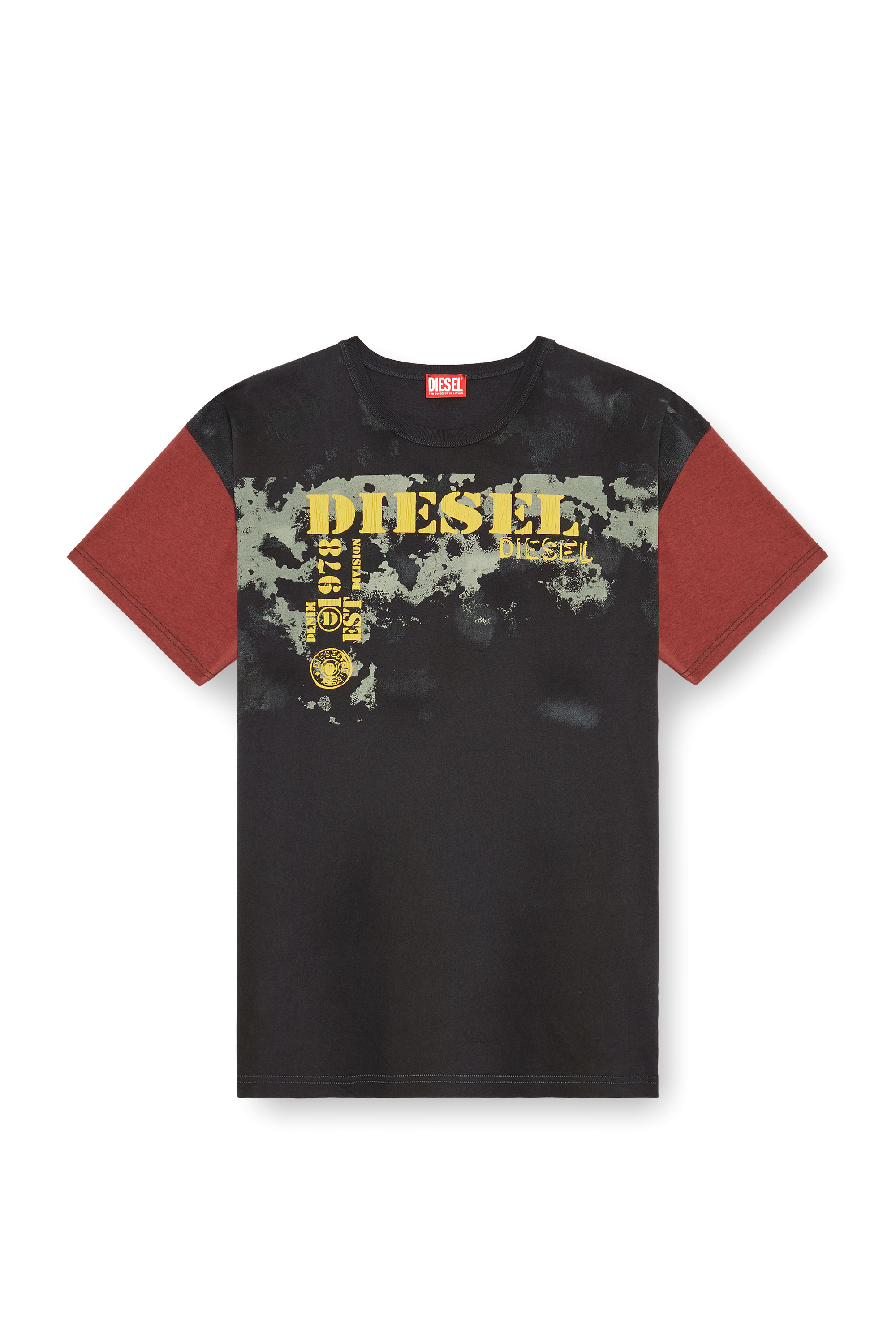 Diesel - T-BOXT-Q4, Herren Colour-Block-T-Shirt mit Dirty-Effekten in Bunt - Image 3
