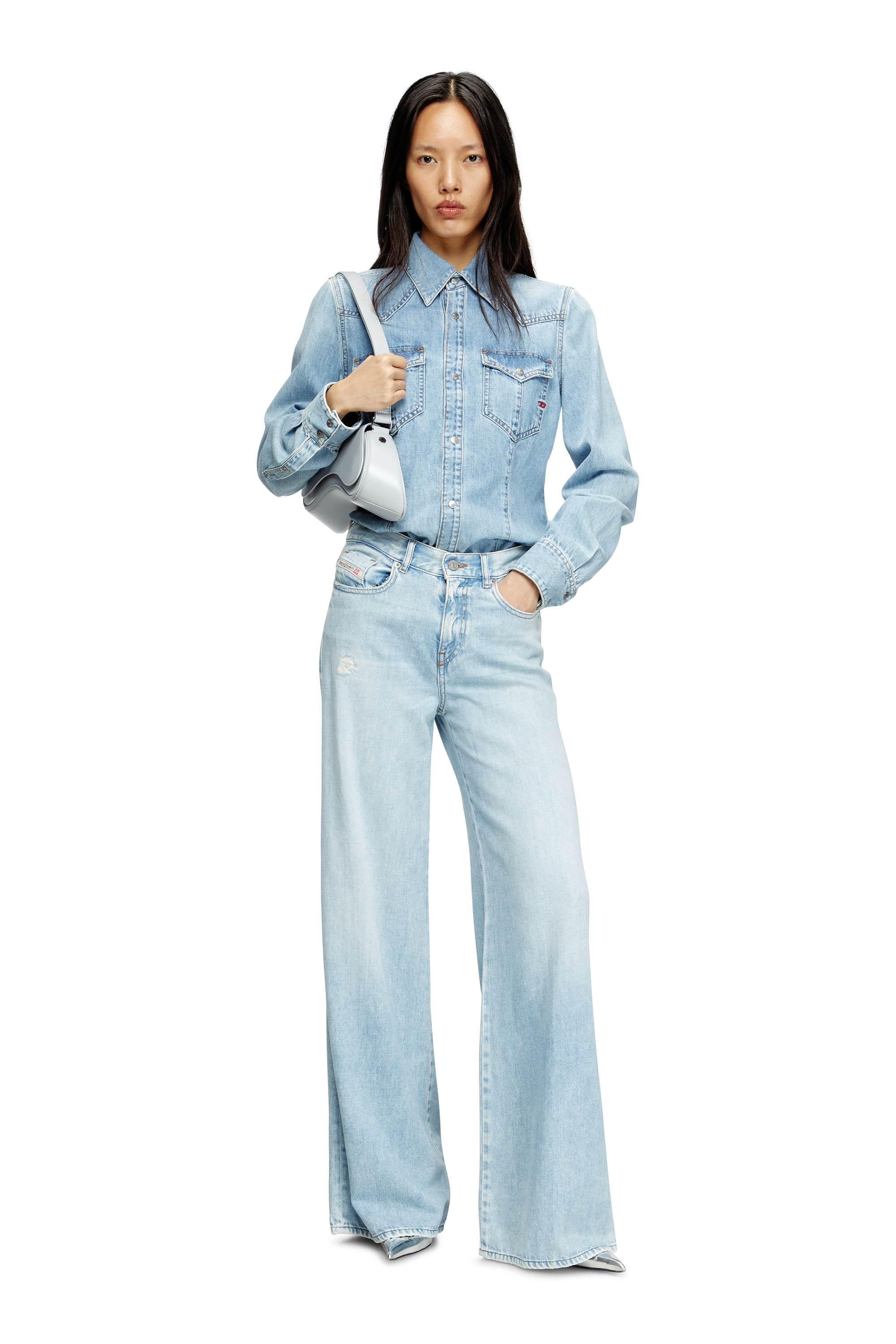 Diesel - DE-WAVES, Damen Western-Shirt aus Denim in Hellblau - 2