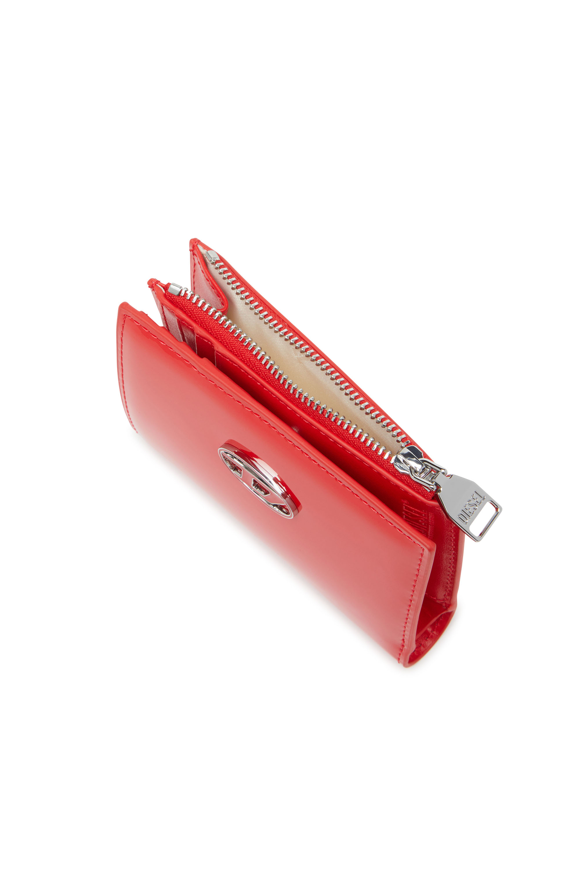 Diesel - PLAY BI-FOLD ZIP II, Damen Kleines Portemonnaie aus glänzendem Leder in Rot - Image 4