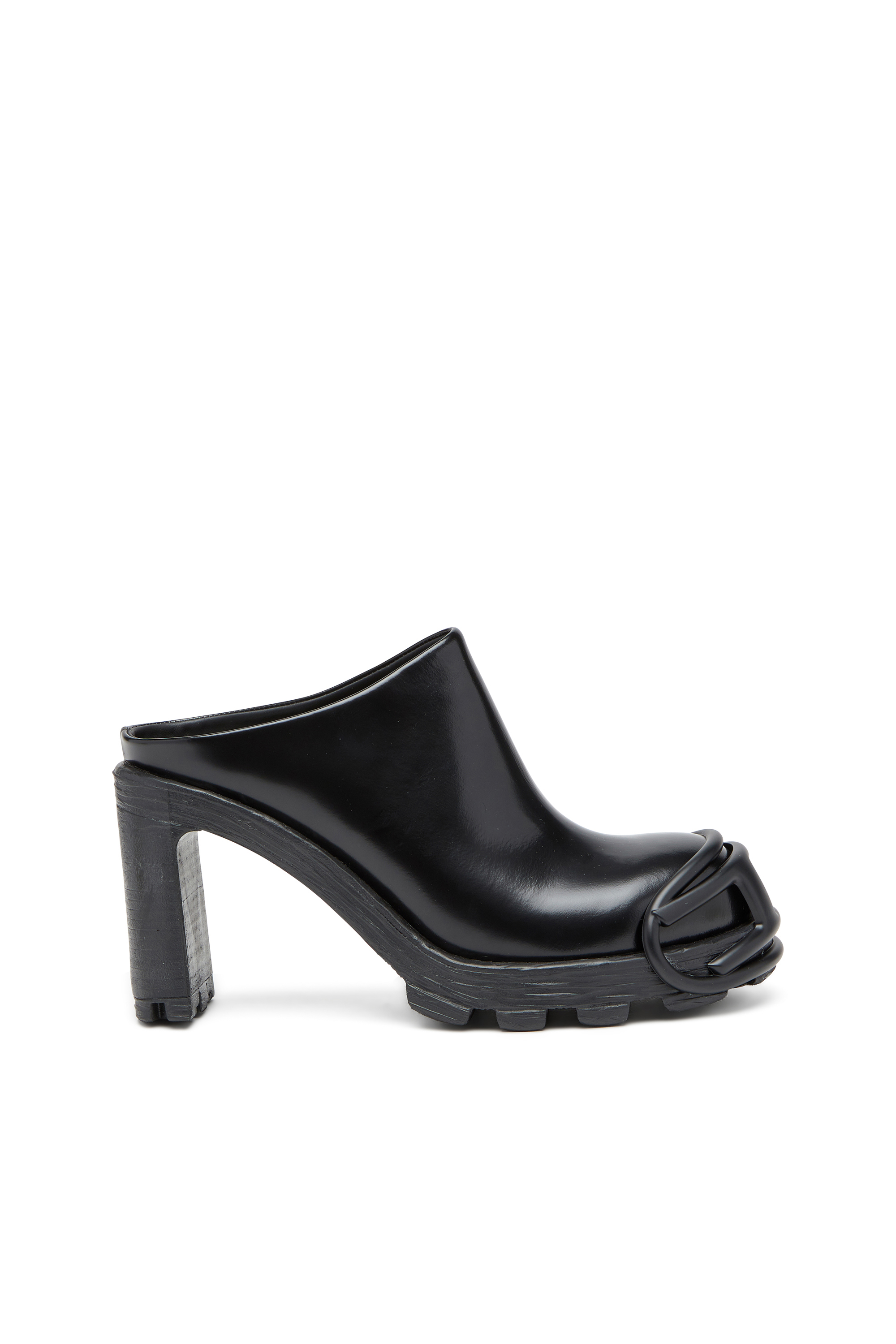 Diesel - D-HAMMER ML D W, Femme D-Hammer-Mules à talons avec plaque Oval D in Noir - Image 1