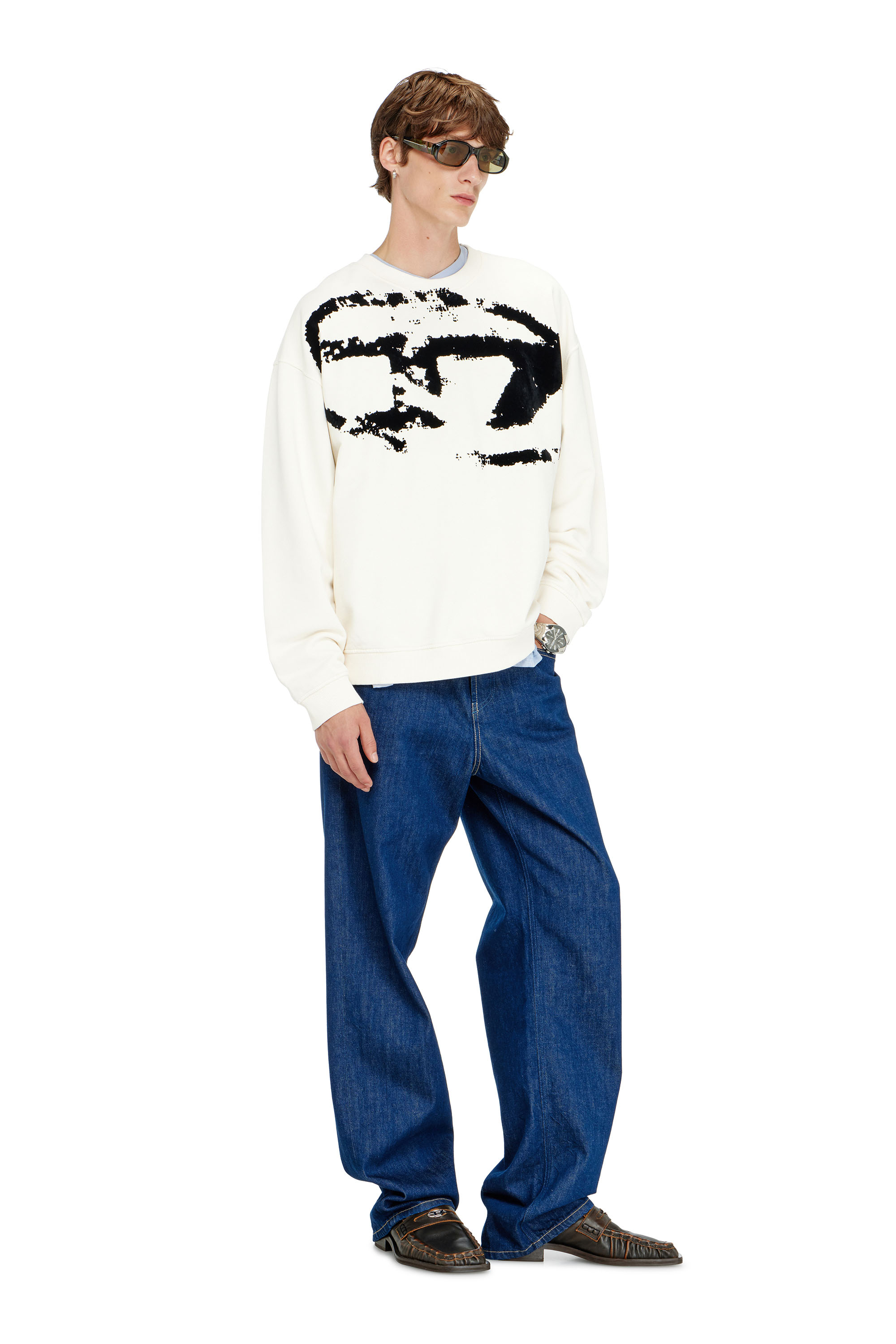 Diesel - S-BOXT-N5, Sweat-shirt en coton avec D ovale floqu&eacute; Homme in Polychrome - 1