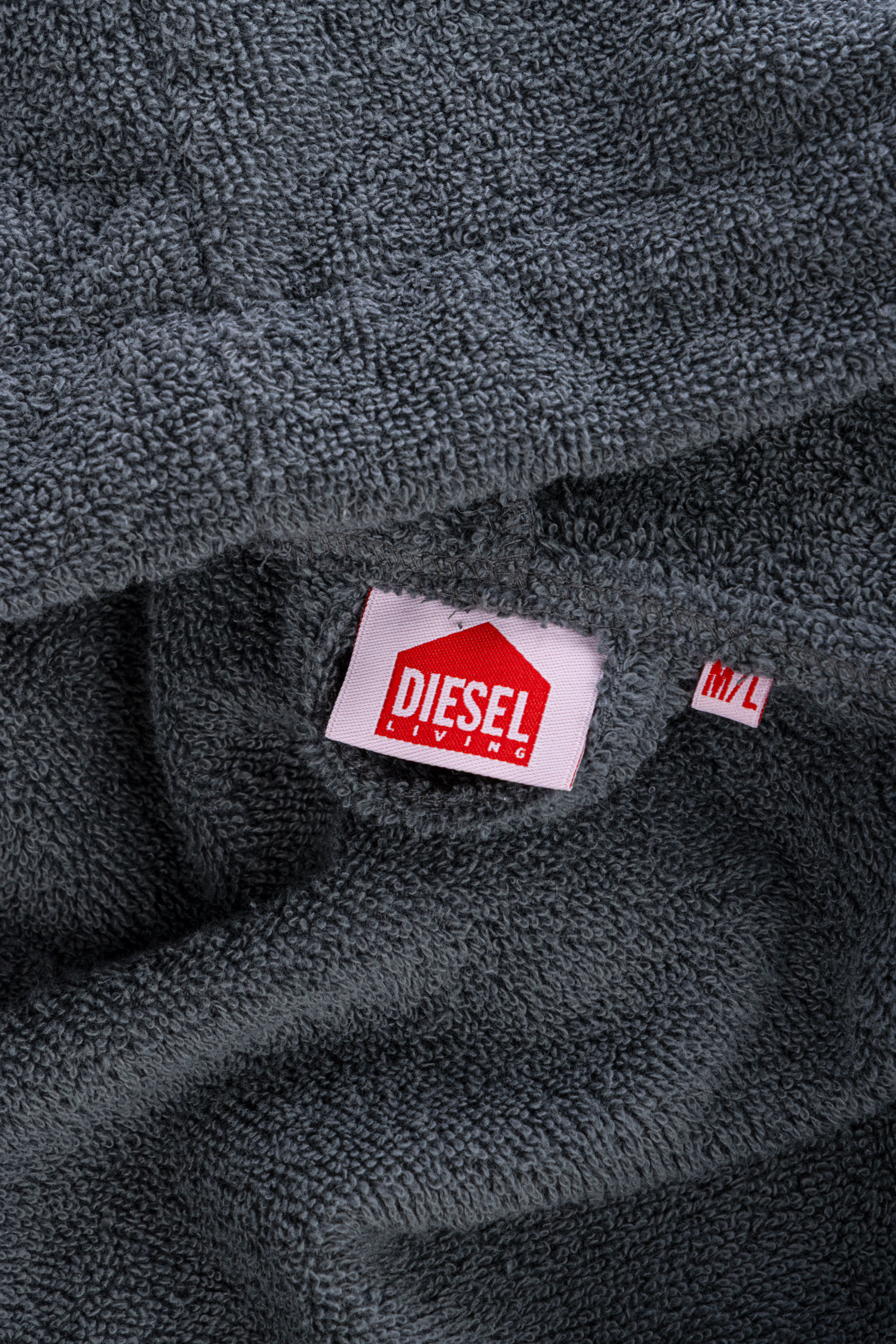 Diesel - 1015111 LOGO-COTTON BATHROBE SIZE M/L GR, Peignoir en Éponge de Coton, taille M/L Mixte in Gris - 3