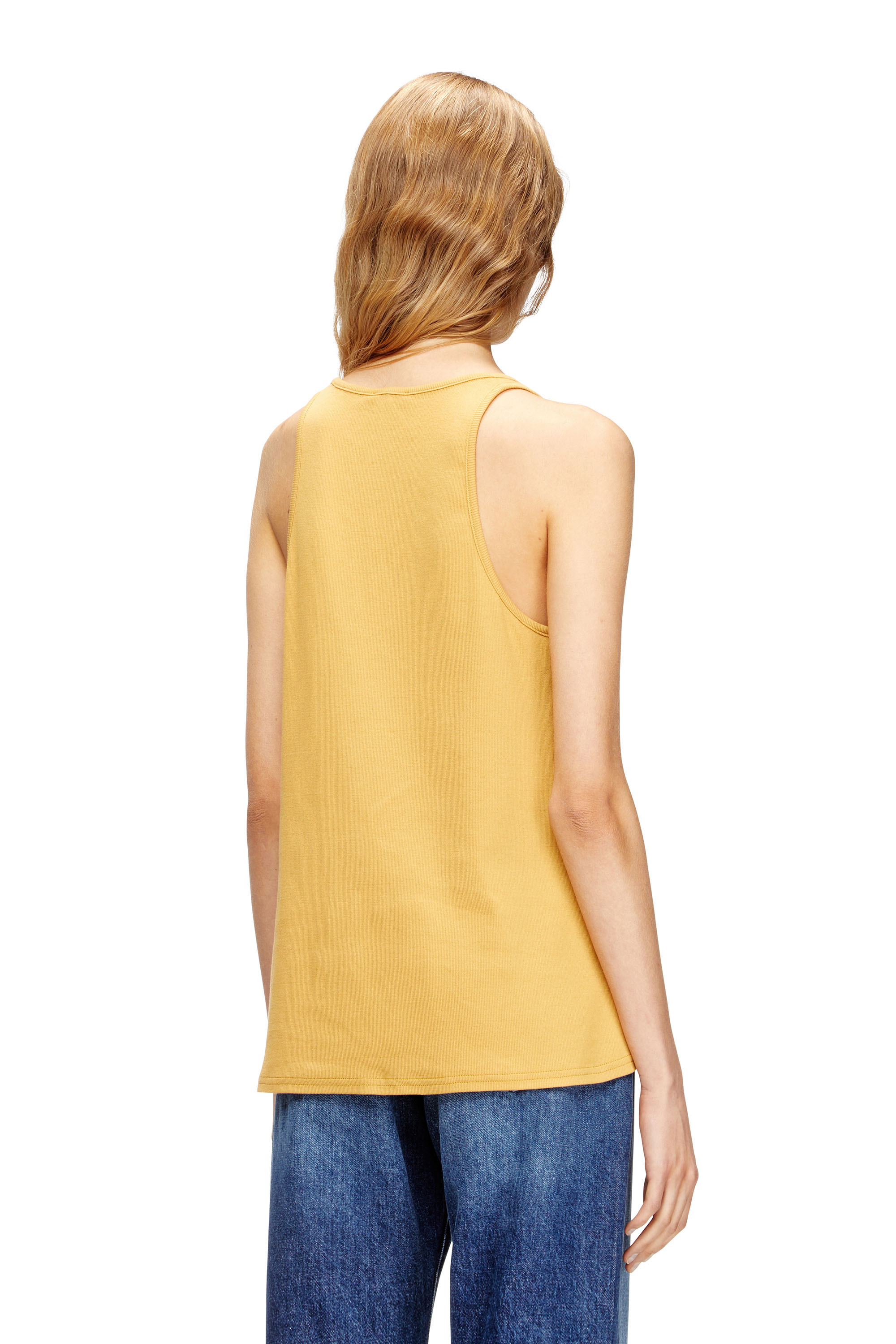 Diesel - T-IPSYA-LKDS, Débardeur côtelé avec Oval D Femme in Orange - 4