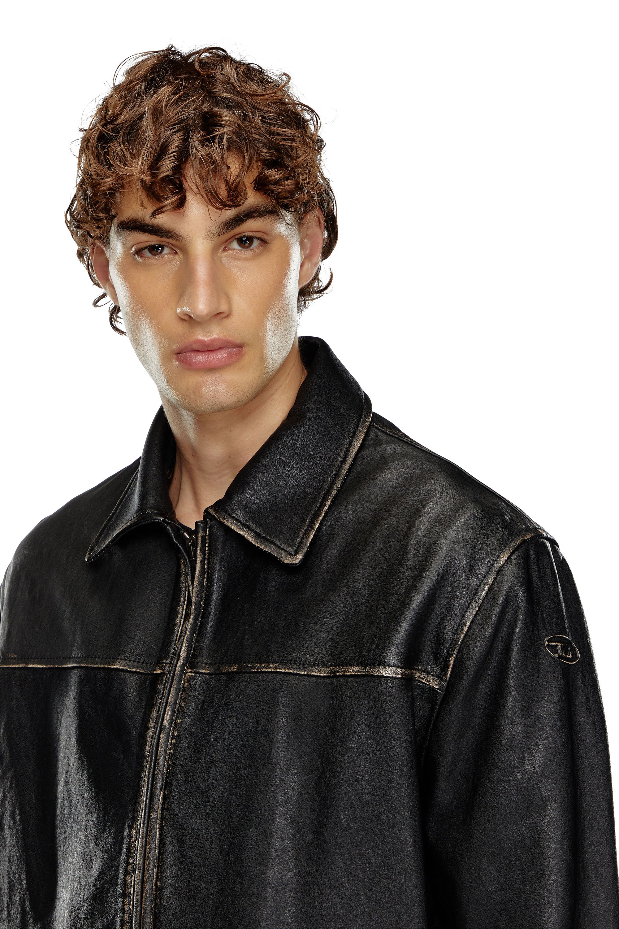 Diesel - L-BLIXIA, Man Distressed leather jacket in Black - Image 4