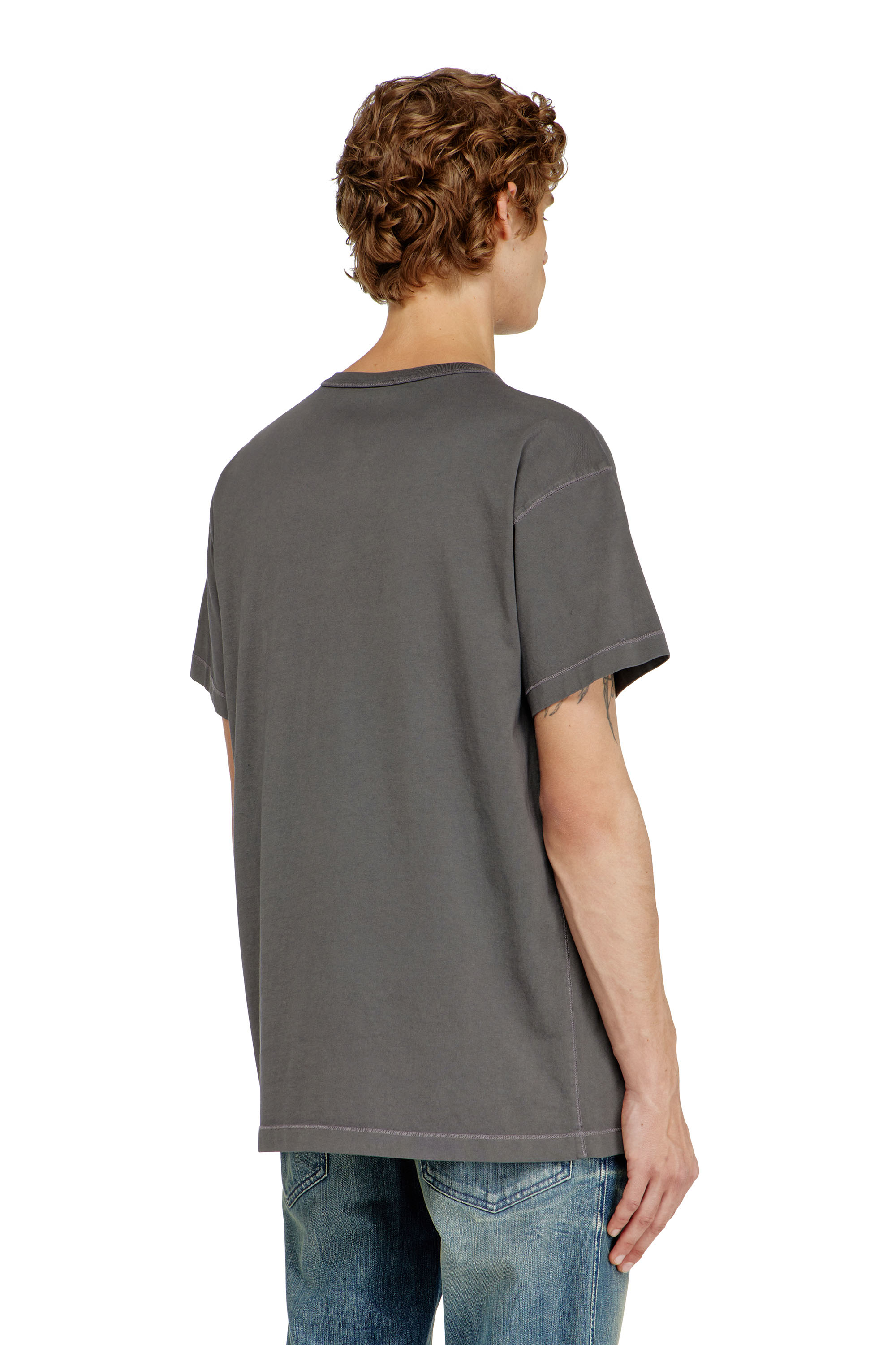 Diesel - T-NORM-IOD, T-shirt en coton l&eacute;ger avec logo Ovale D m&eacute;tallis&eacute; Homme in Gris - 4