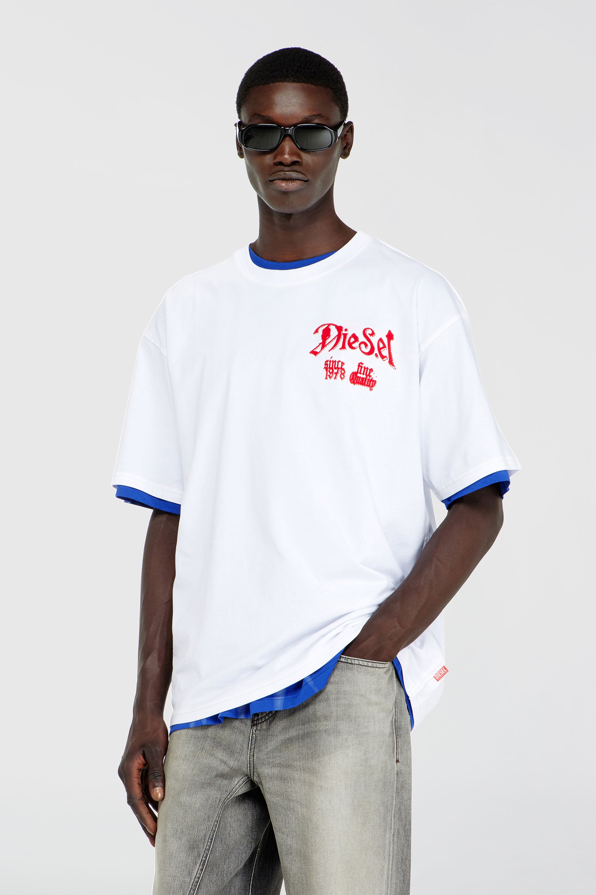 Diesel - T-BOXT-AA2, Herren Baumwoll-T-Shirt mit Flock-Print in Wei&szlig; - 1