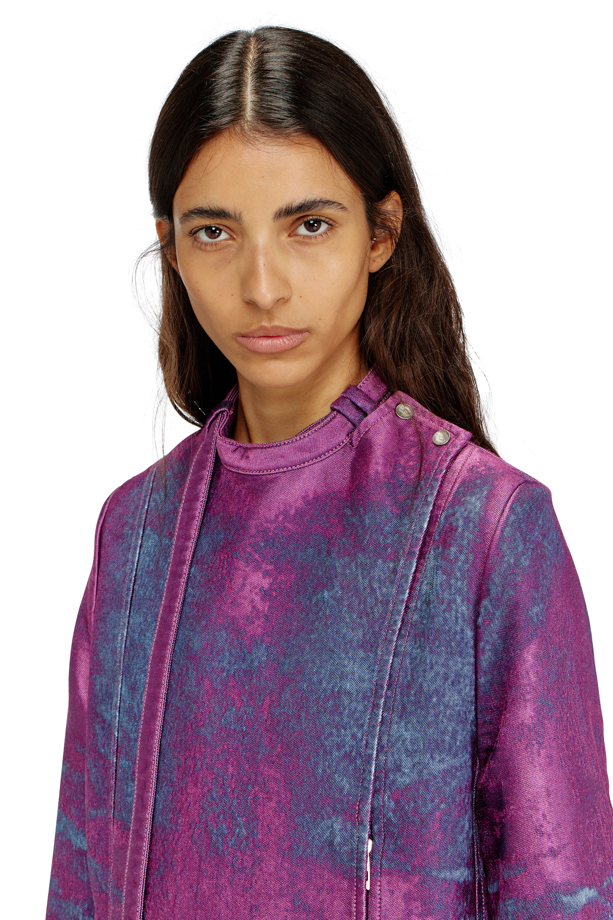 Diesel - DE-DELGAR-FSI, Cappotto in satin denim colorato Donna in Viola - 5