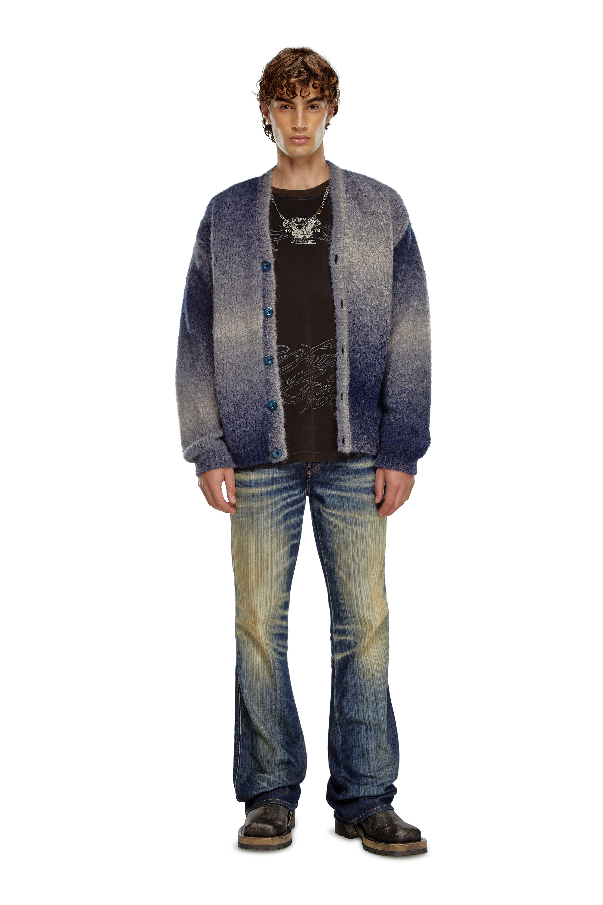 Diesel - K-RAMARRO, Cardigan effet dégradé en mélange d'alpaga Homme in Bleu - 2