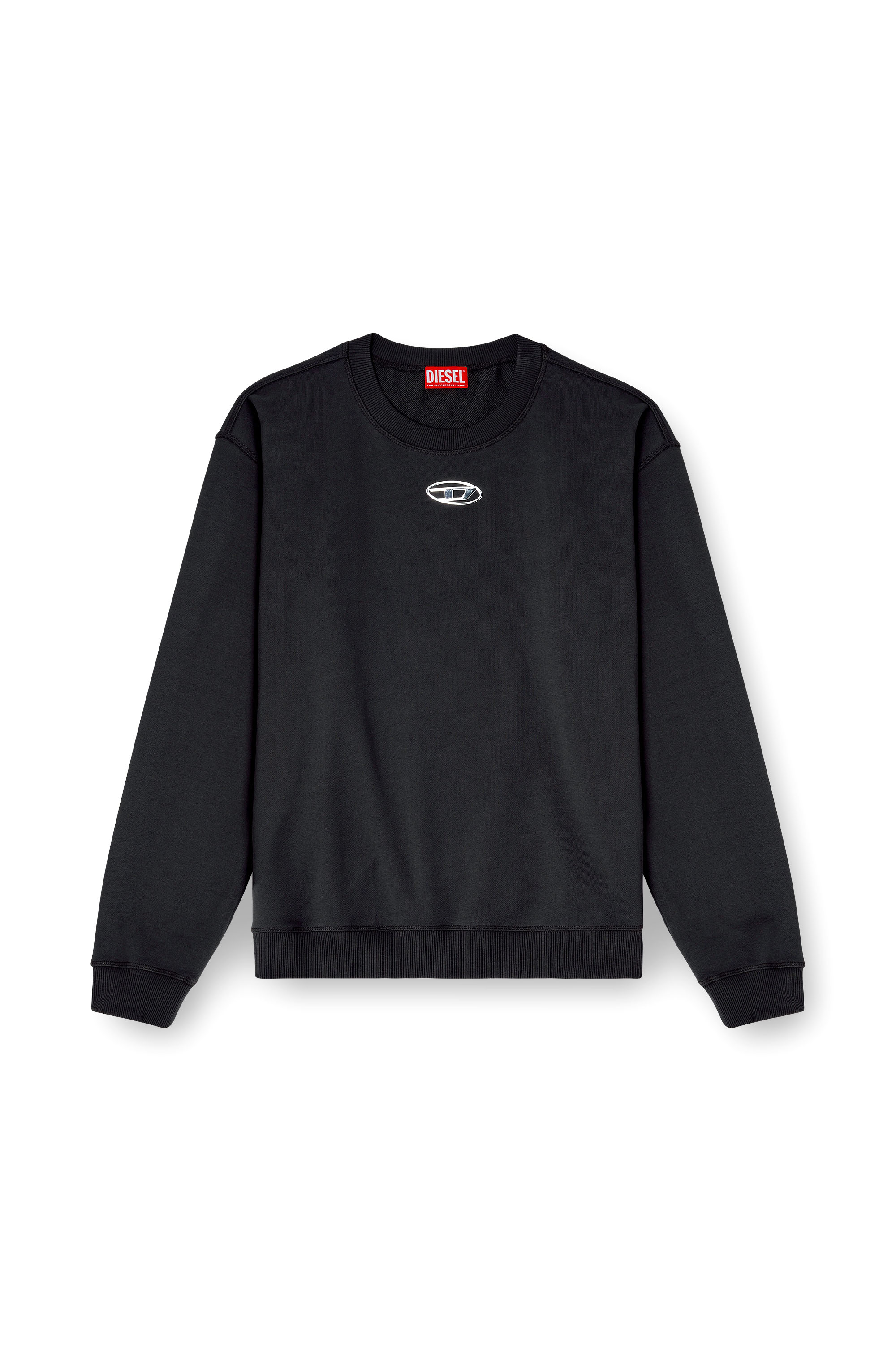 Diesel - S-NORM-IOD, Sweat r&eacute;gulier avec Oval D m&eacute;tallique Homme in Noir - 3
