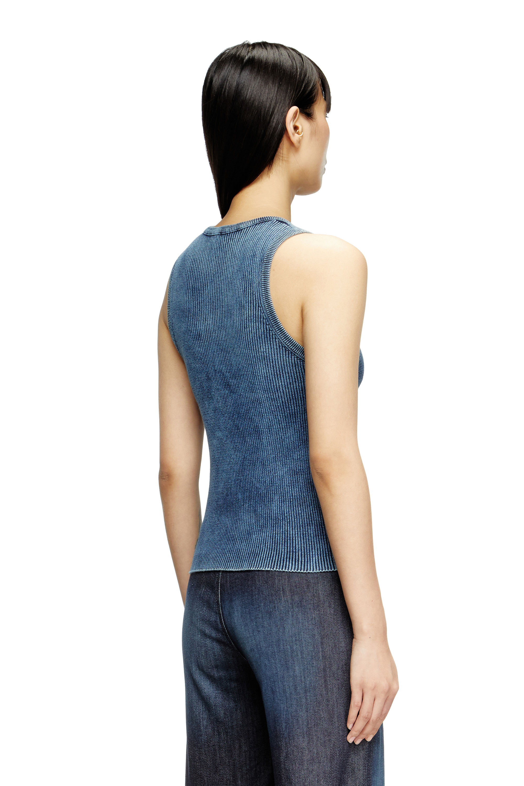Diesel - M-ANCHOR-A-SL, Damen Tank-Top aus Rippstrick mit Oval D in Dunkelblau - 4