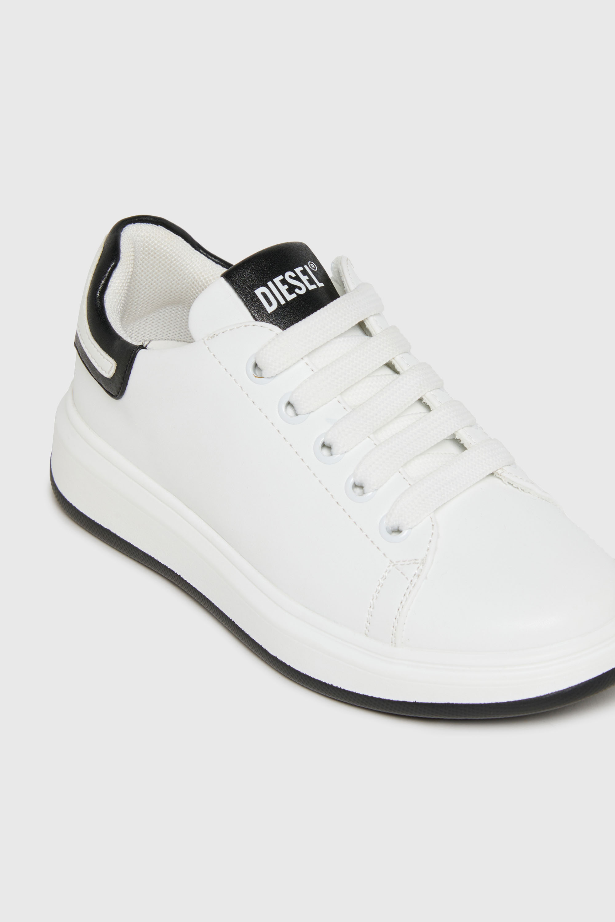 Diesel - S-MEQUIPLA, Unisex S-MEQUIPLA-Sneakers mit kontrastierenden Bes&auml;tzen in Weiss/Schwarz - 4