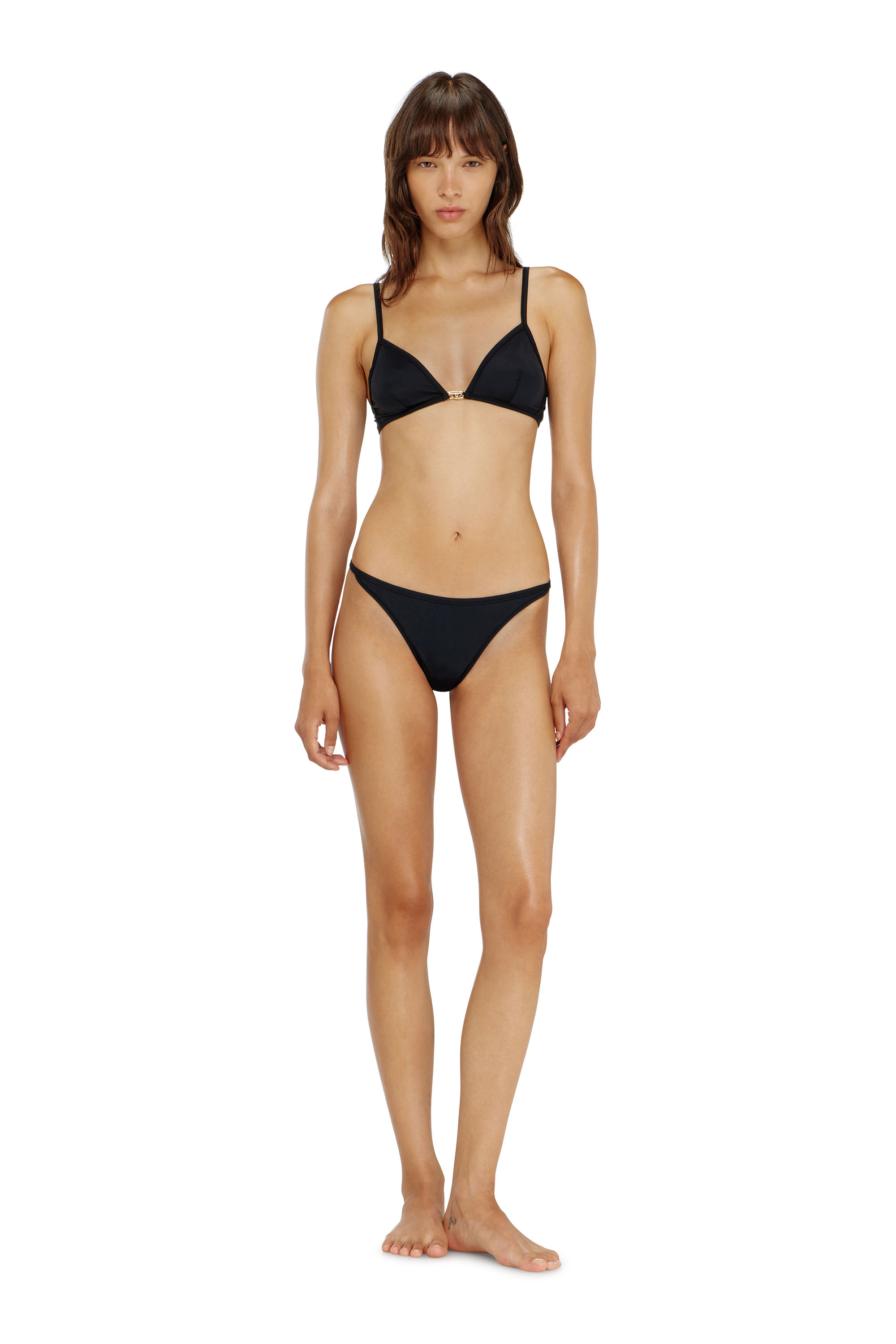 Diesel - LUNA-UTLT, Soutien-gorge triangle en nylon avec d&eacute;tail Oval D Femme in Noir - 3