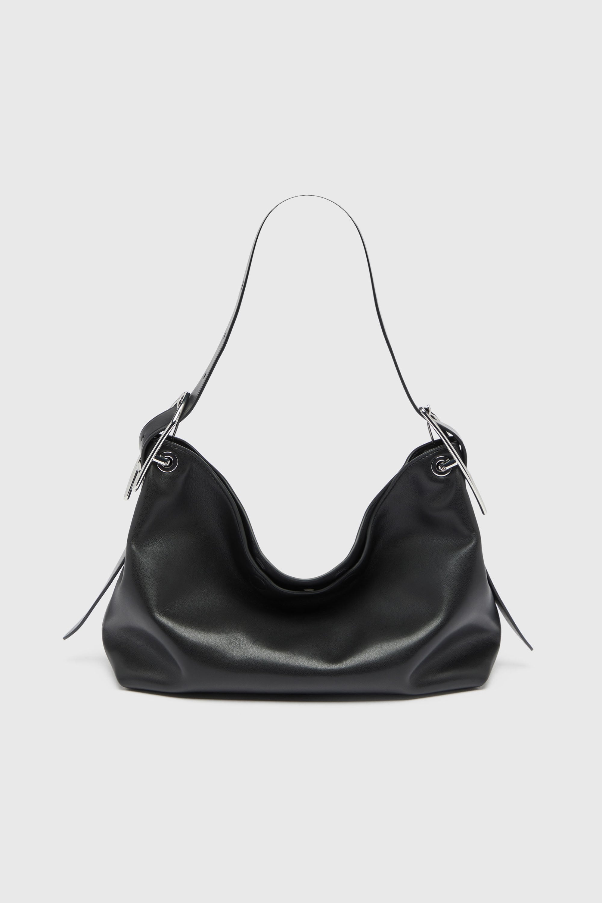 Diesel - D-LINE HOBO S, Damen D-Line-Leder-Schultertasche in Schwarz - 2