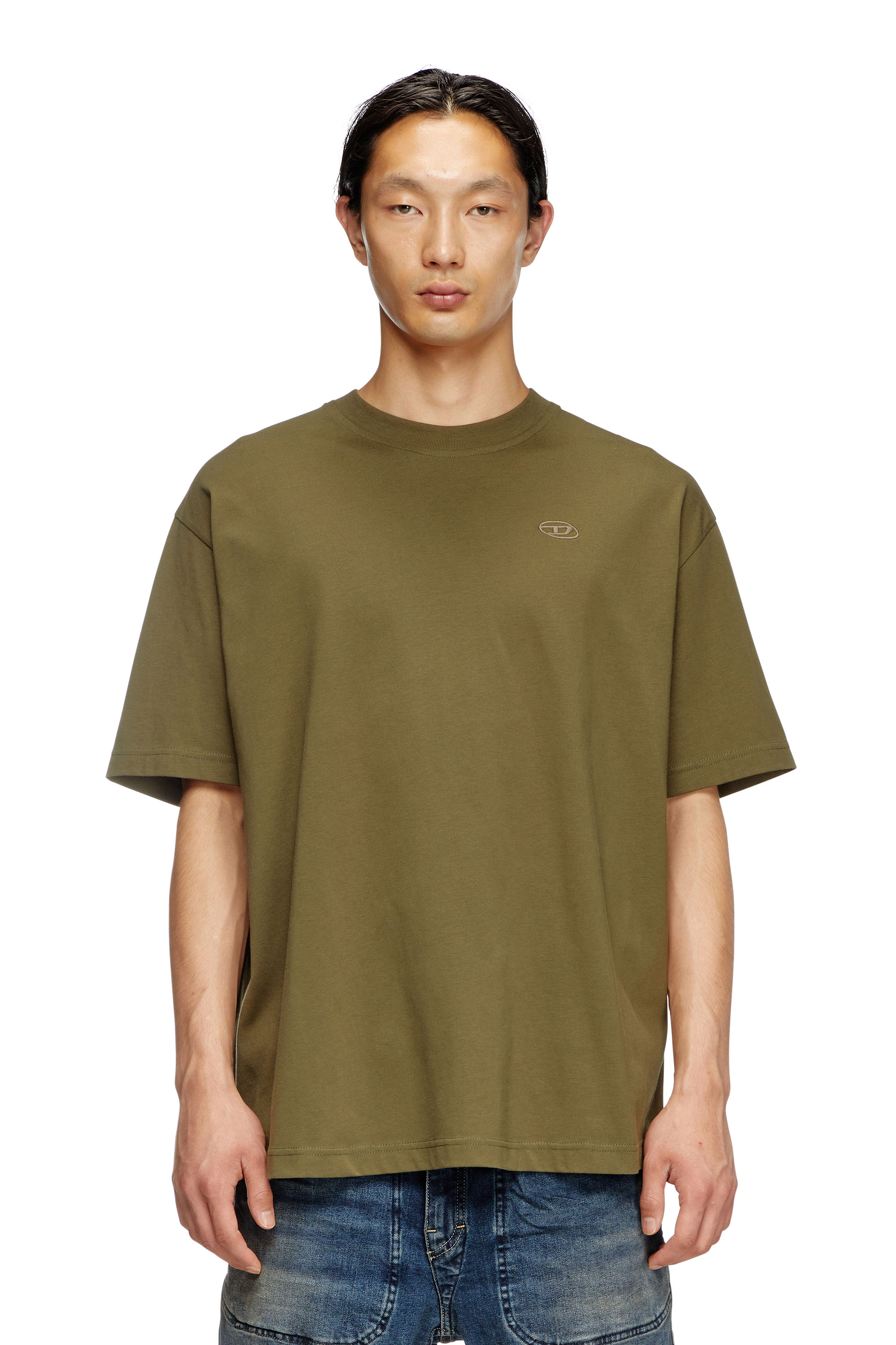 Diesel - T-BOGGY-MEGOVAL-D, T-shirt avec maxi oval D brodé Homme in Vert - 1